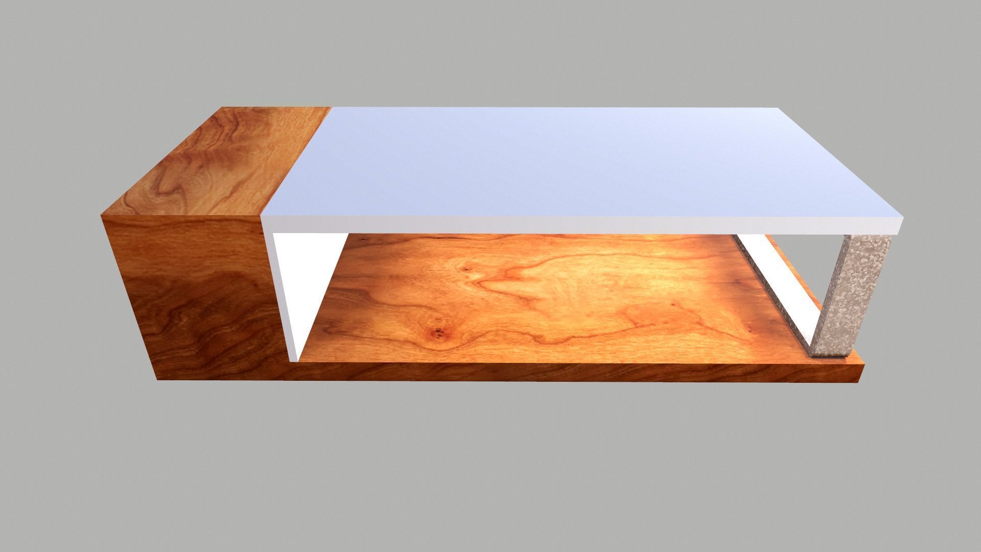 Wooden Glass table Low-poly 3D model_6