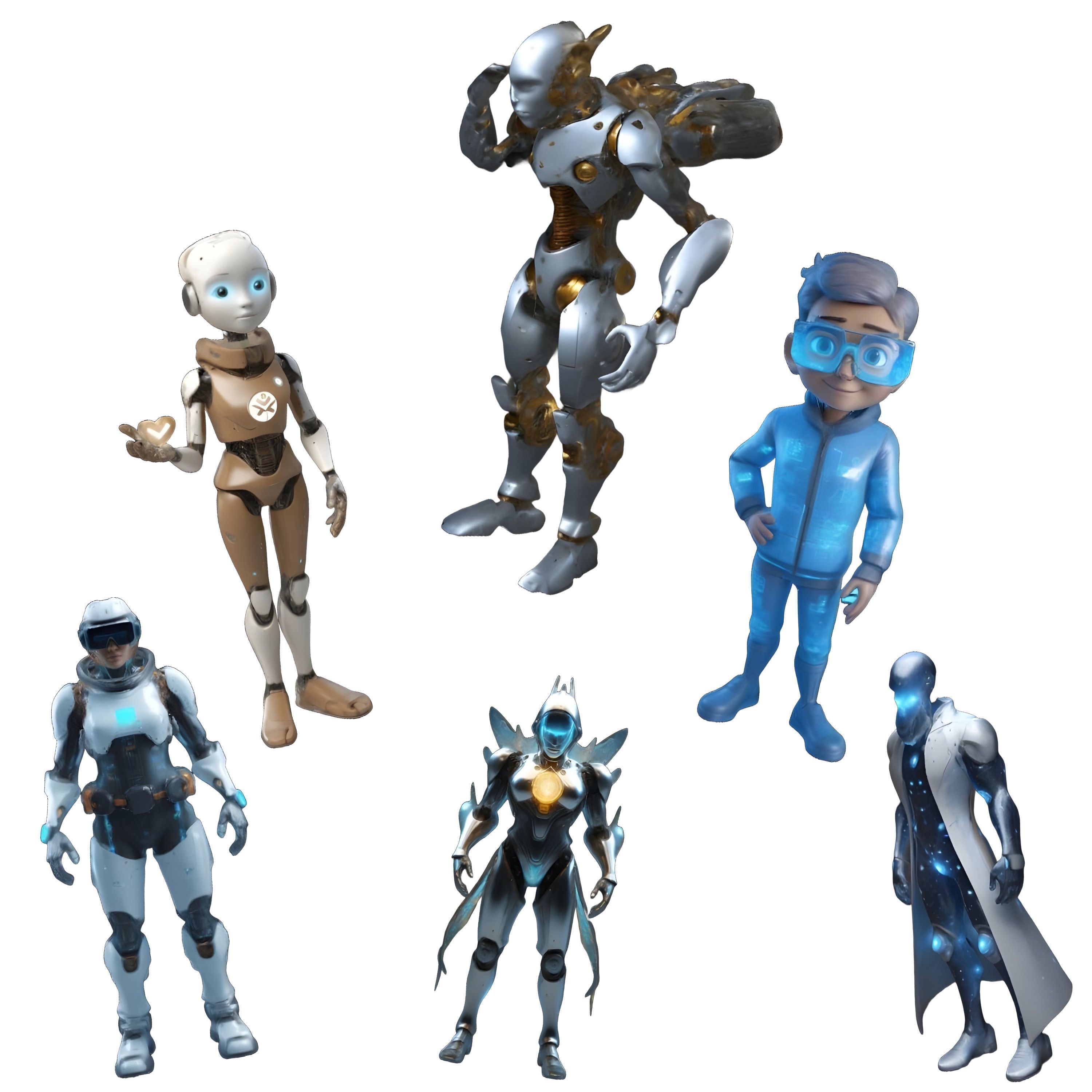 Futuristic Robot Character Pack 3D print model_0