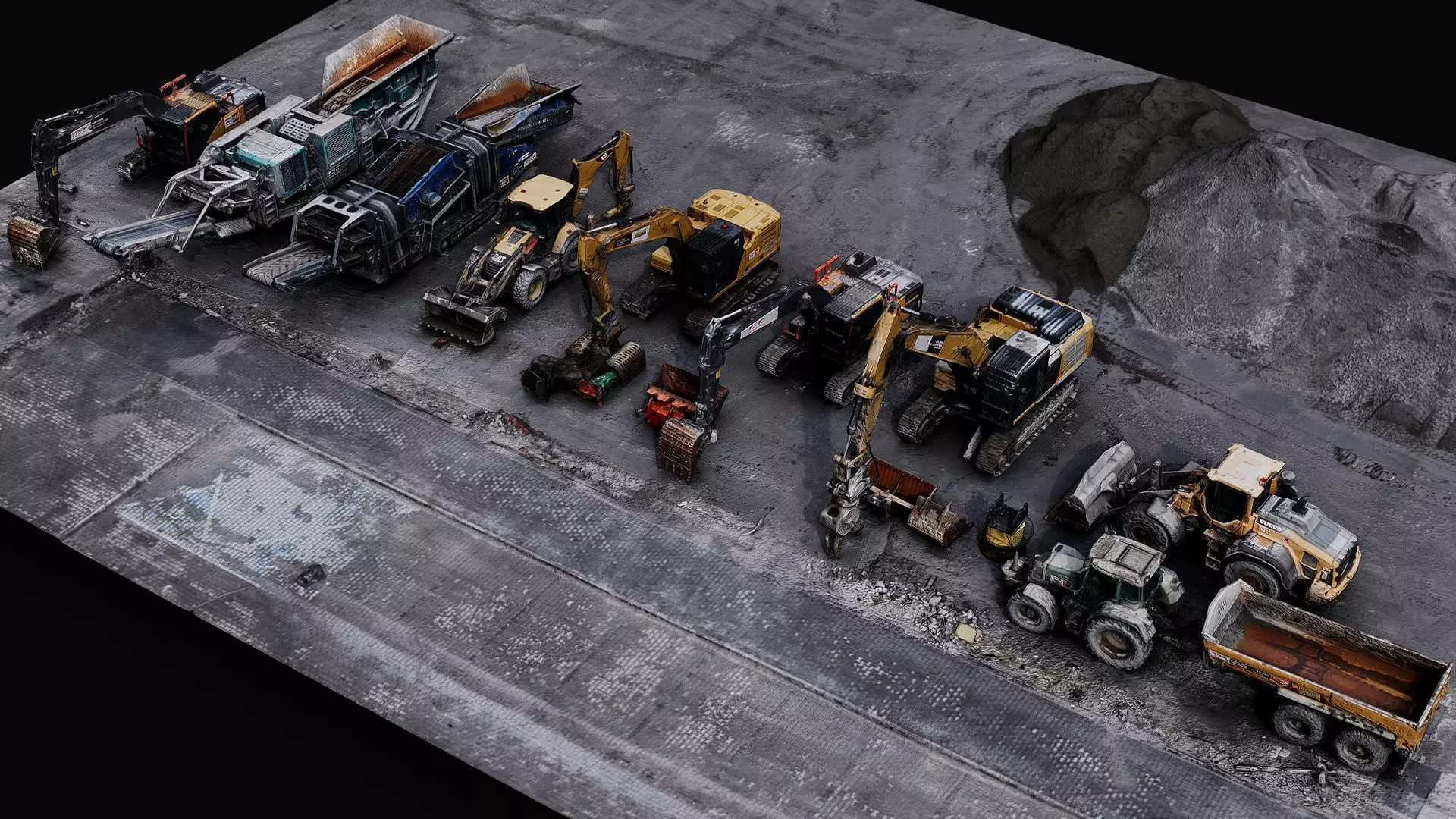 construction-site vehicles trucks machinery photogrammetry Low-poly 3D model_0