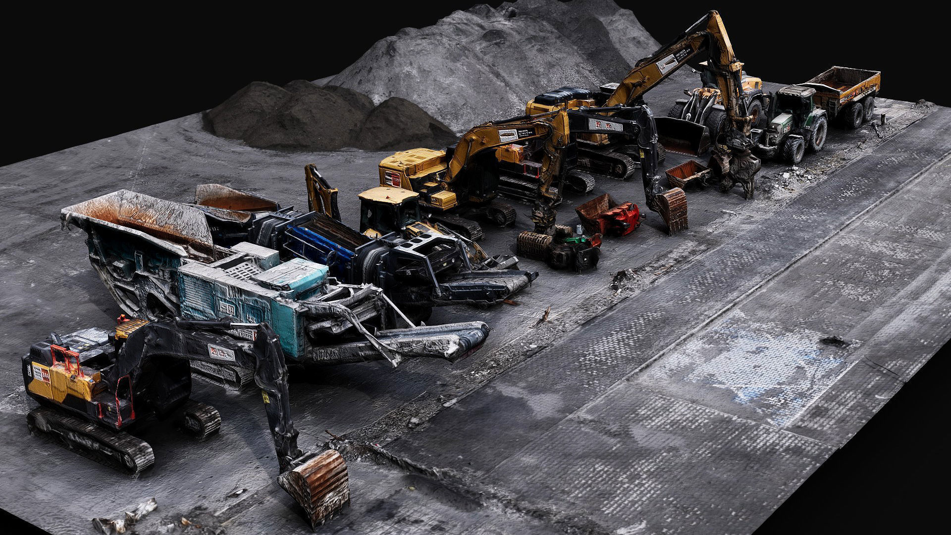 construction-site vehicles trucks machinery photogrammetry Low-poly 3D model_6