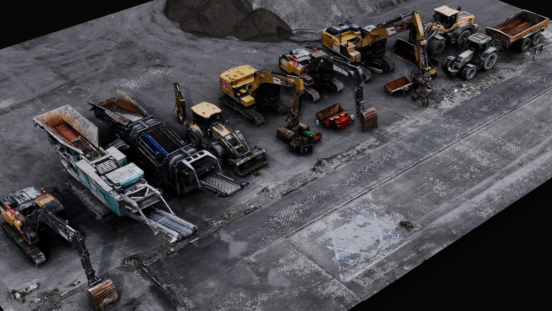 construction-site vehicles trucks machinery photogrammetry Low-poly 3D model_1