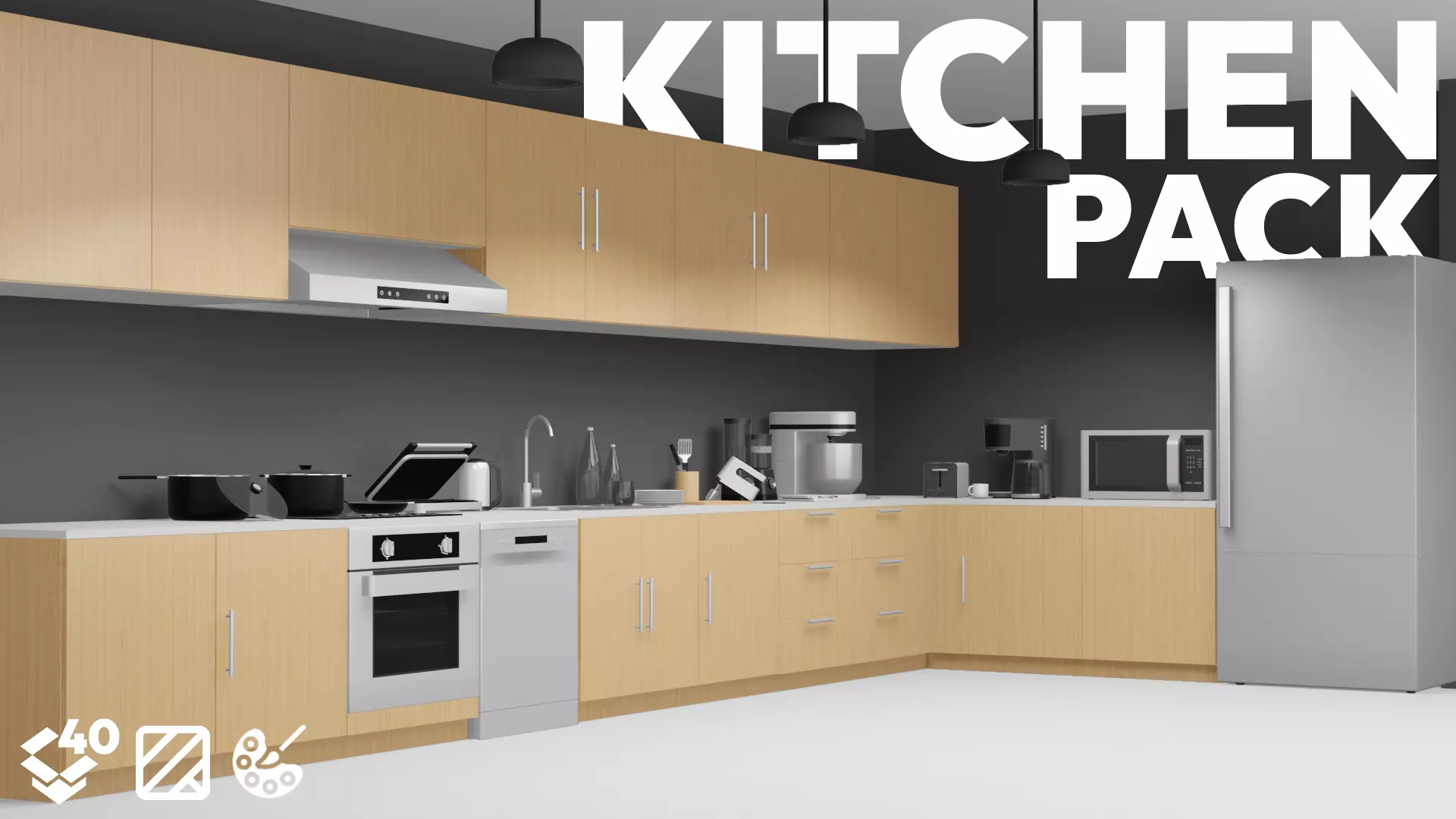 Kitchen Pack Low-poly 3D model_0