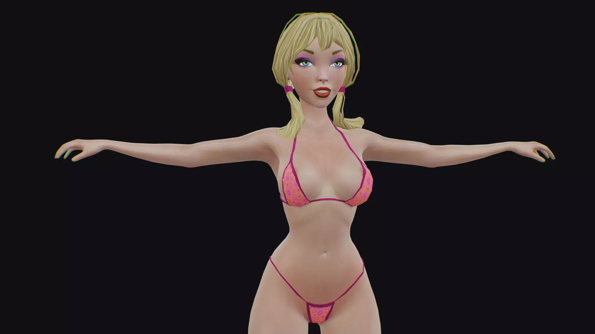 Young Woman Girl Blonde Lady Slim Bikini Wear Subdivision 3D 3D model