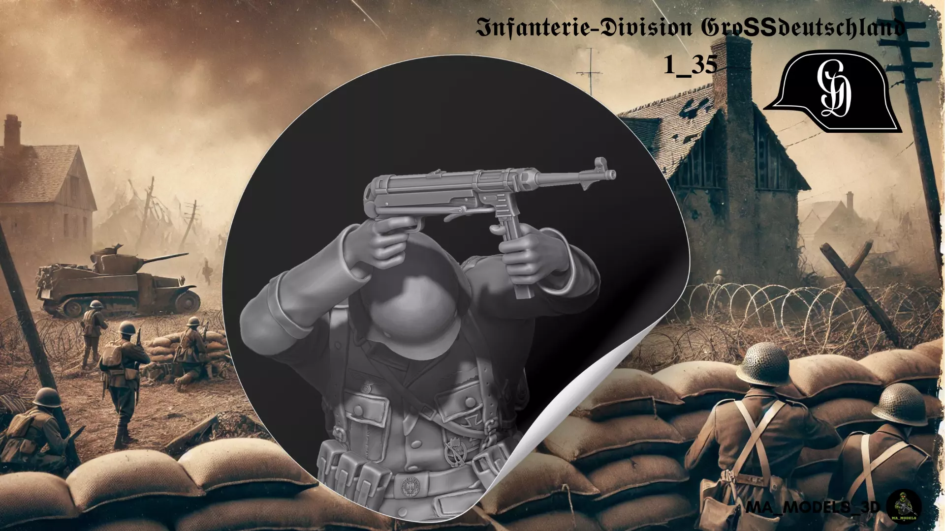 ww2 Infanterie Division Grossdeutschland covering fire 1-35  3D print model_0