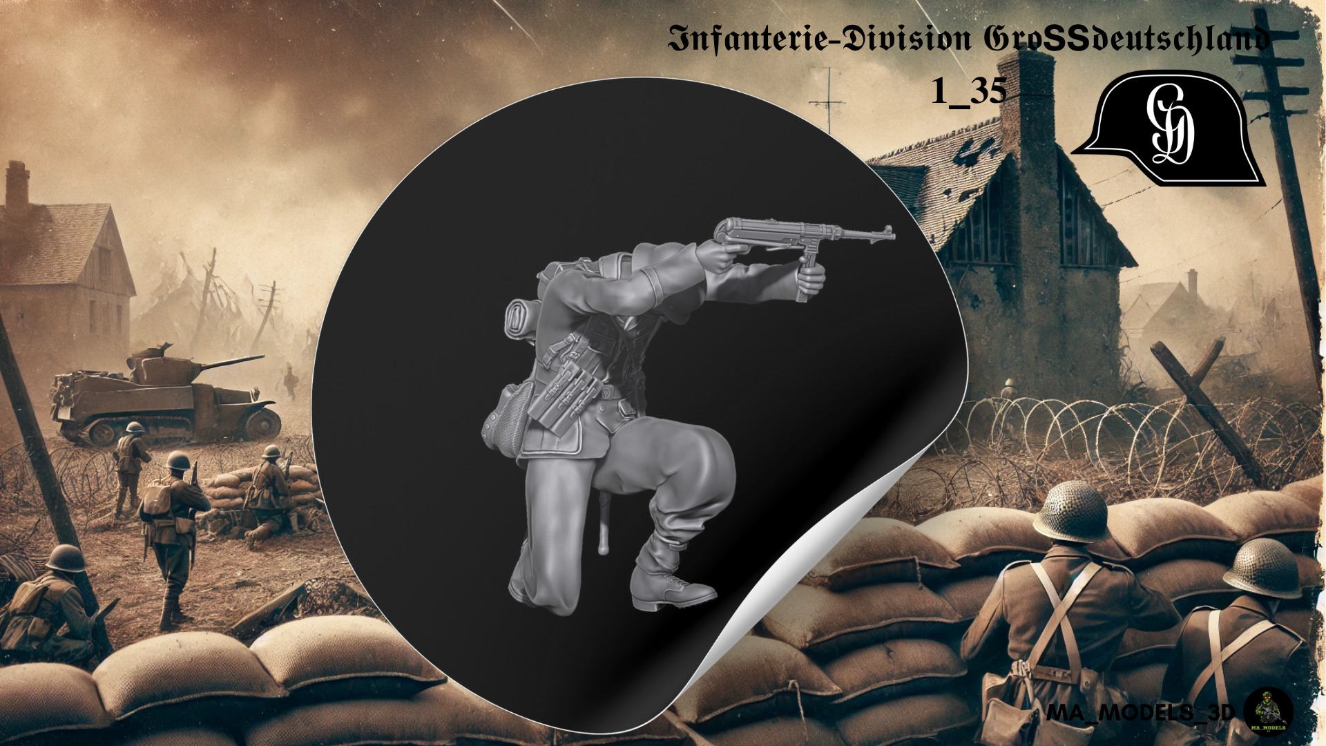 ww2 Infanterie Division Grossdeutschland covering fire 1-35  3D print model_1