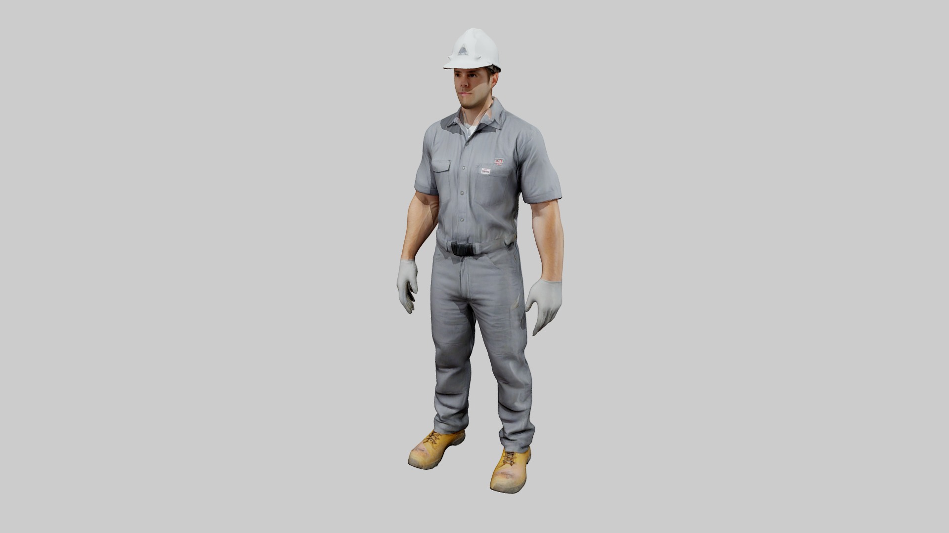Rigged Animated Construction Worker Low-poly 3D model_18