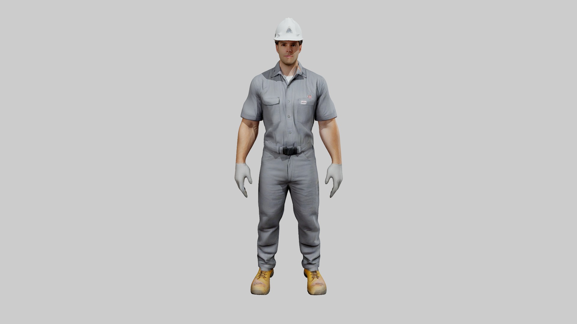 Rigged Animated Construction Worker Low-poly 3D model_19