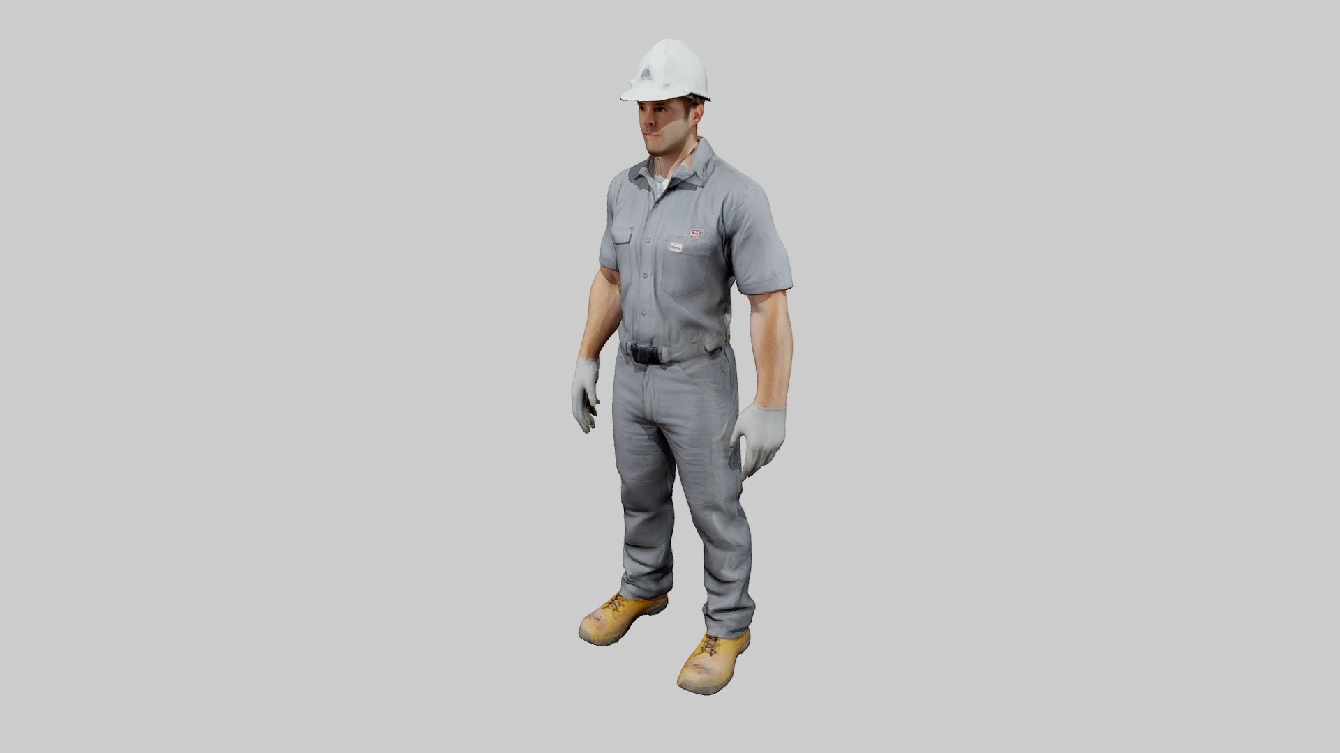 Rigged Animated Construction Worker Low-poly 3D model_17
