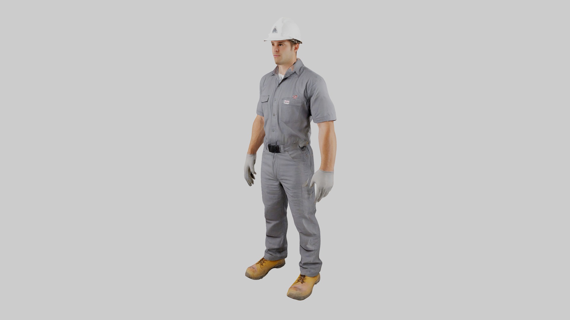 Rigged Animated Construction Worker Low-poly 3D model_7