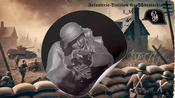 ww2 Infanterie Division Grossdeutschland K98 lying down 1-35 