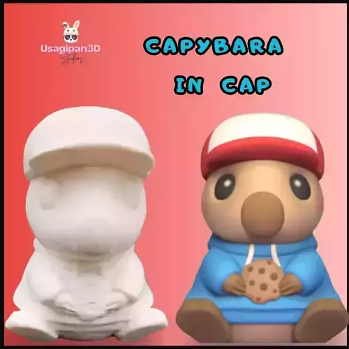 Capybara in Cap 3D print model