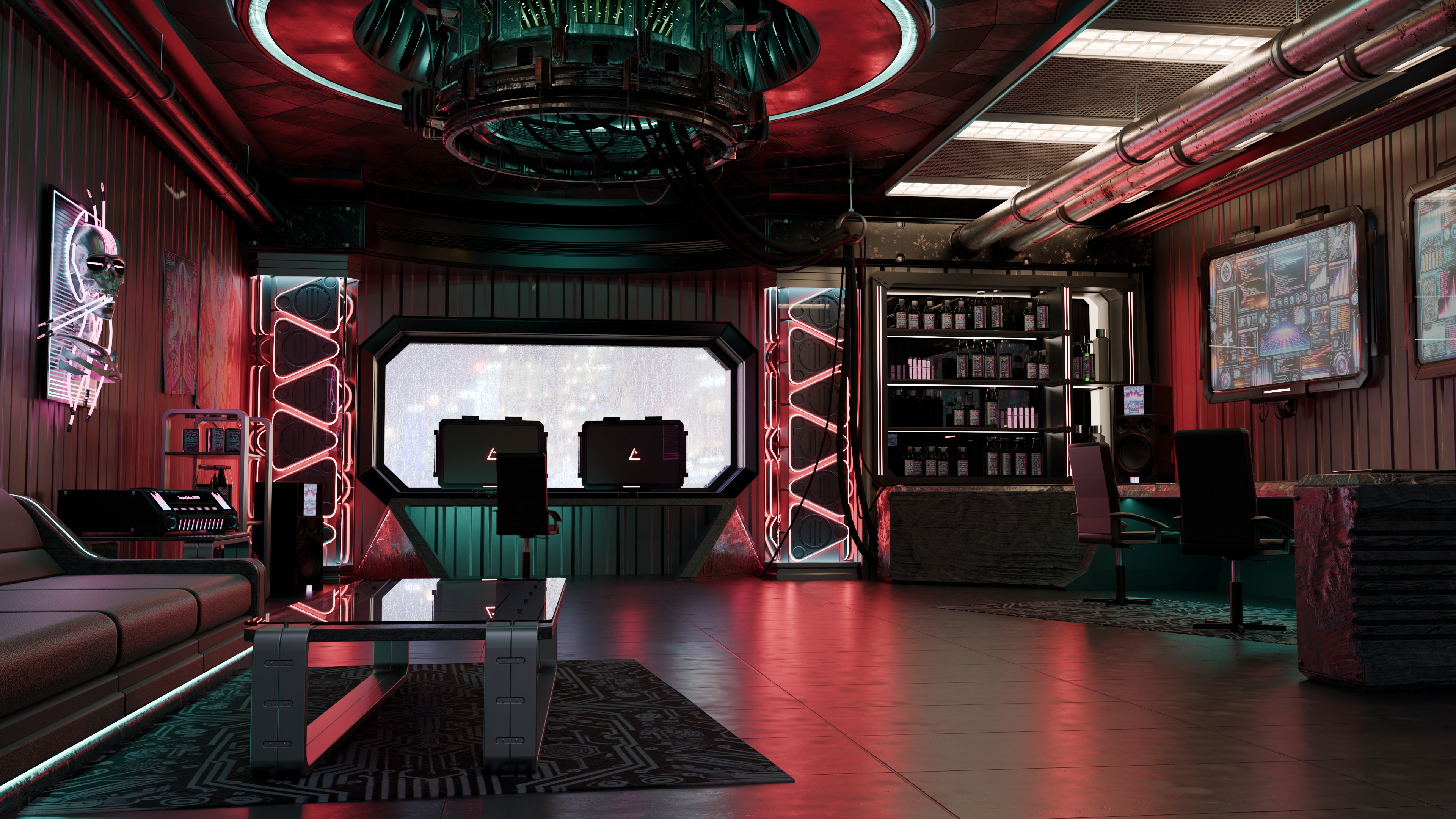 High-End Cyberpunk Apartment Scene v14 - Hackers Lair 3D model_0