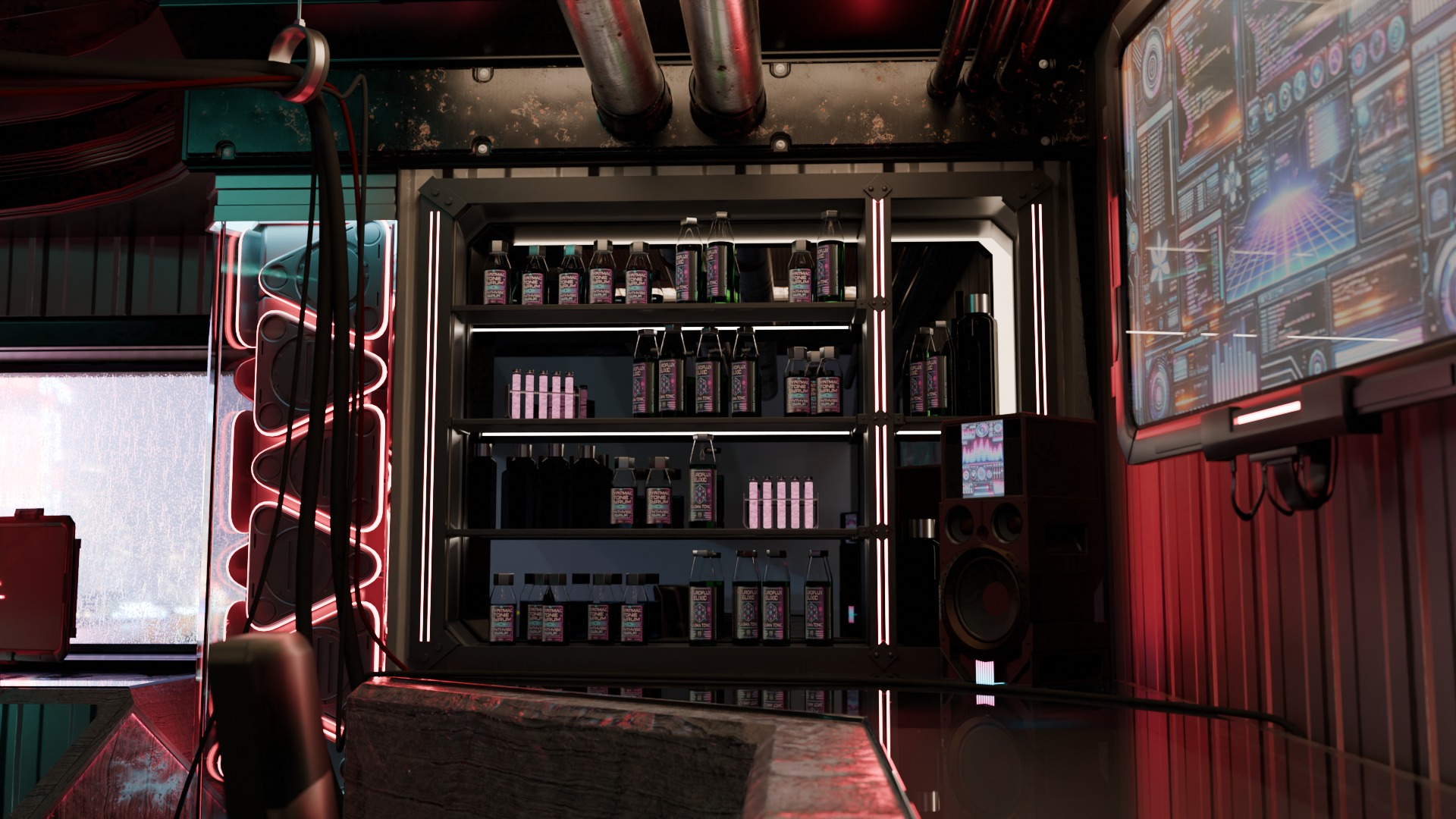 High-End Cyberpunk Apartment Scene v14 - Hackers Lair 3D model_3