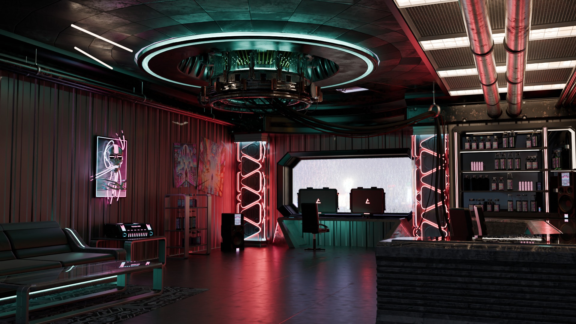 High-End Cyberpunk Apartment Scene v14 - Hackers Lair 3D model_4