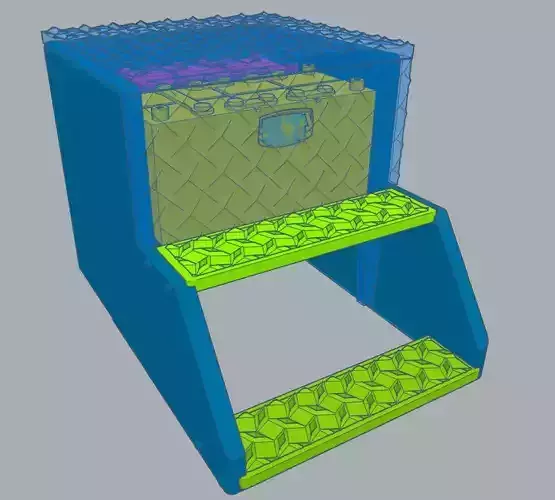 Semi truck battery box with steps 3D print model