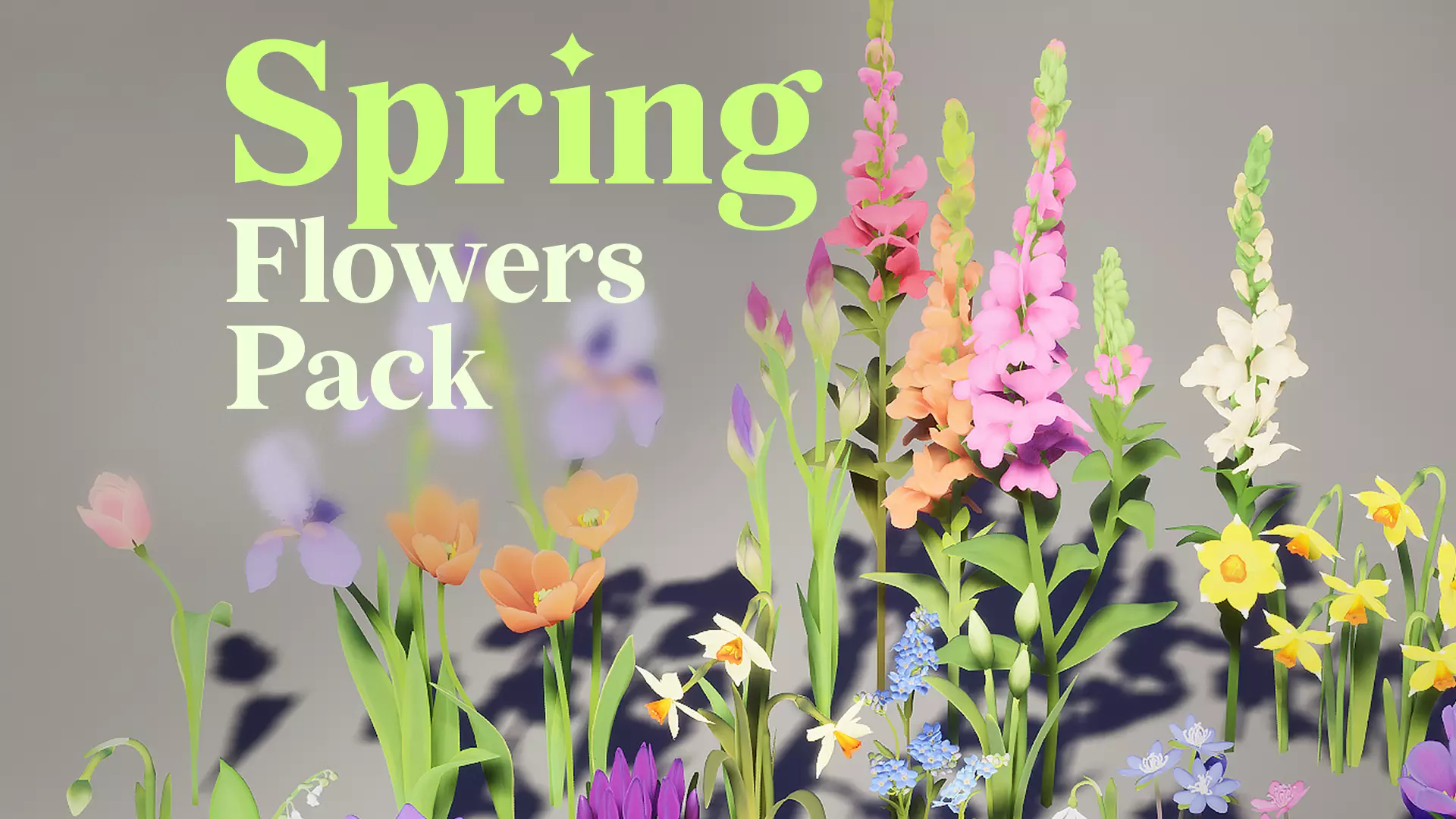 Spring Flowers Pack Low-poly 3D model