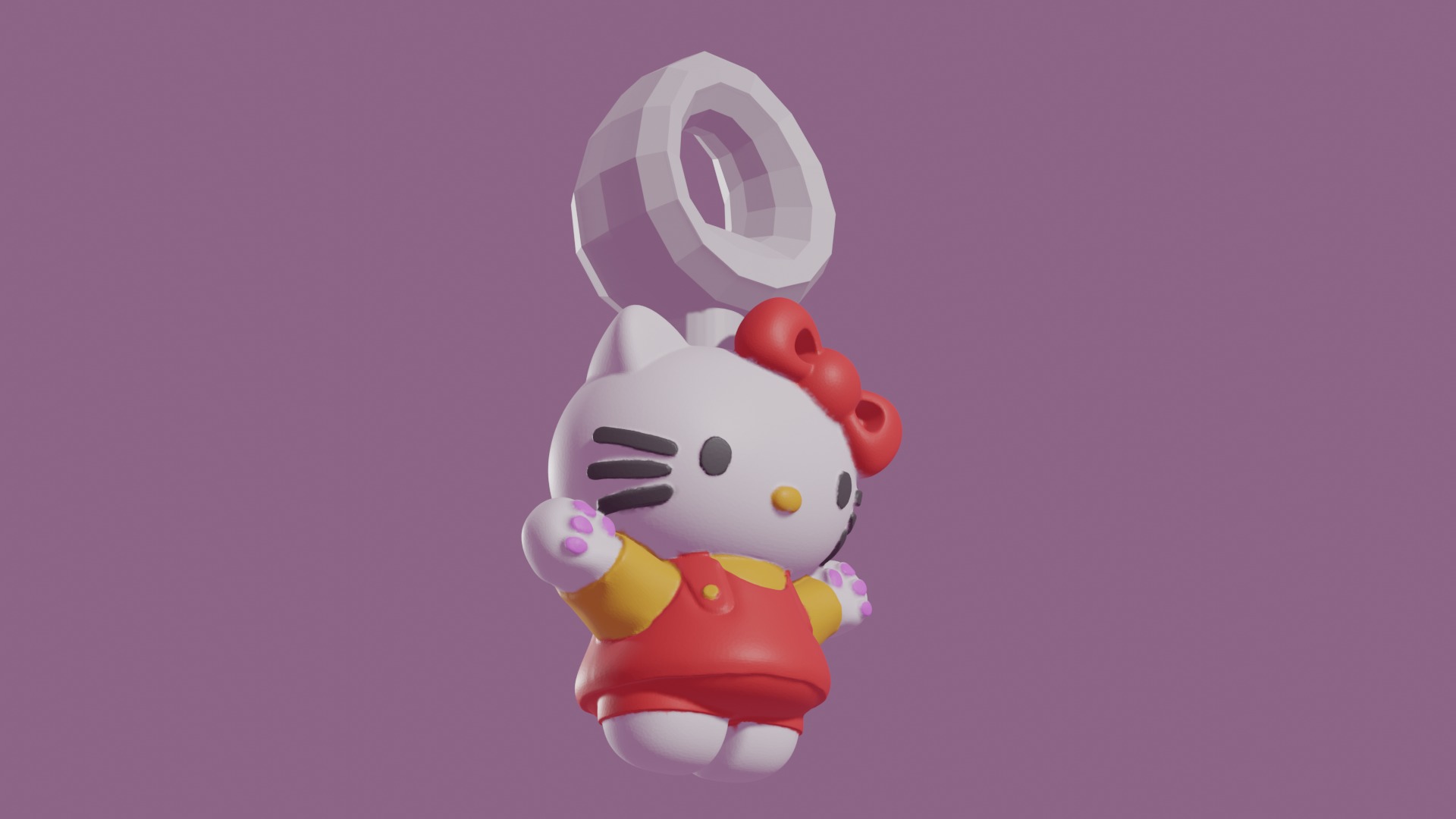 Hello Kitty keyring 3D print model_3
