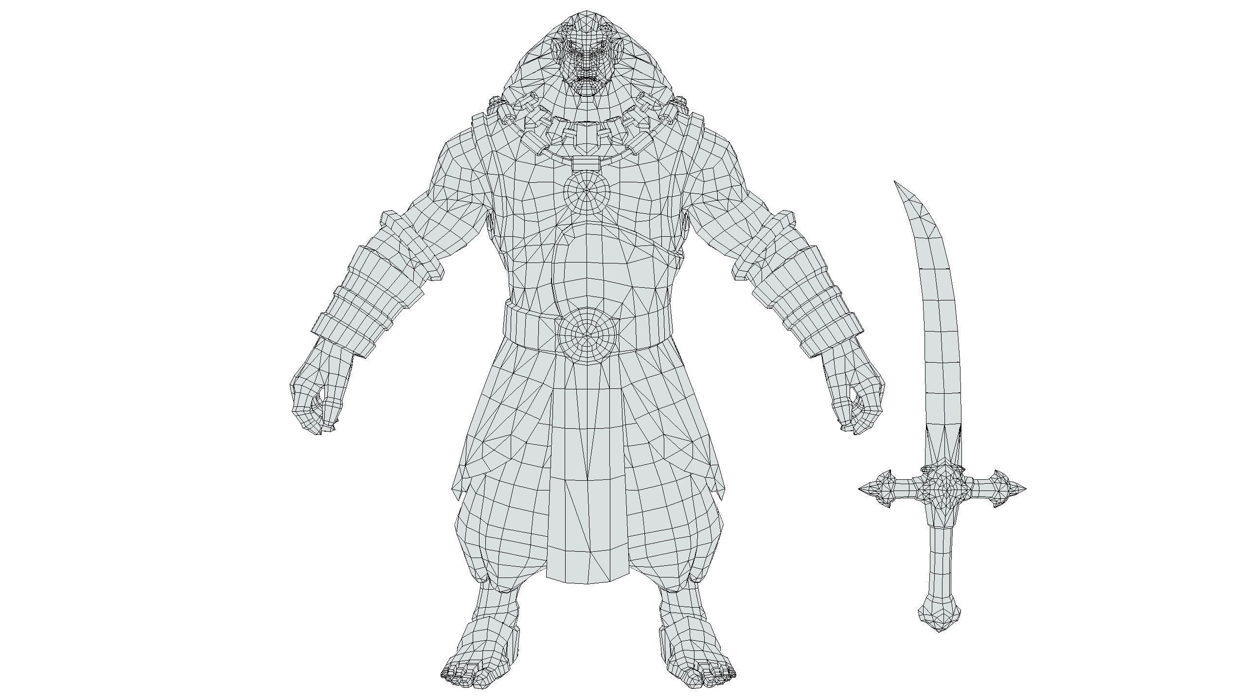 Man Male Indian God Personage Hero Boss Lowpoly Low-poly 3D model_19