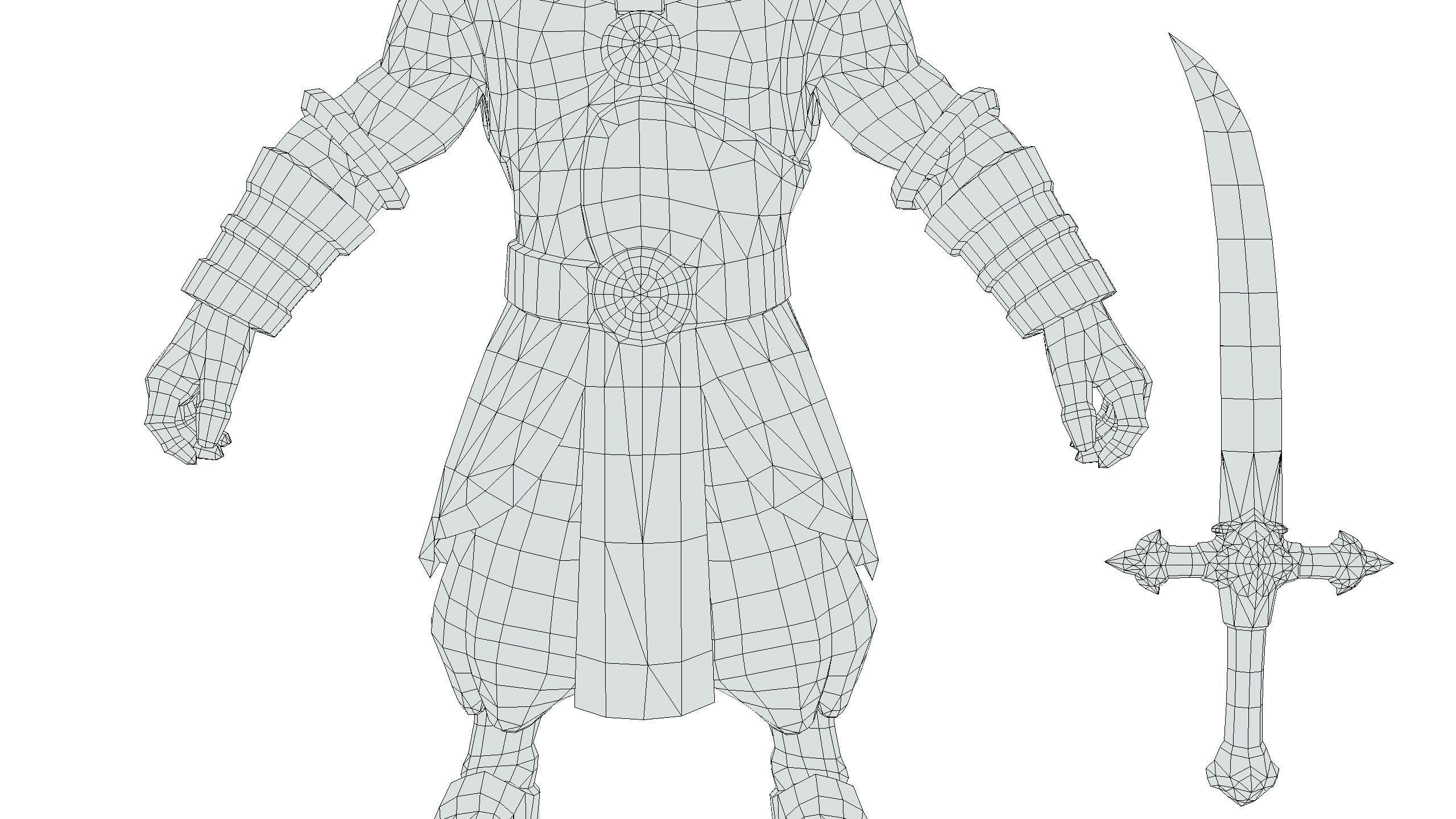 Man Male Indian God Personage Hero Boss Lowpoly Low-poly 3D model_23