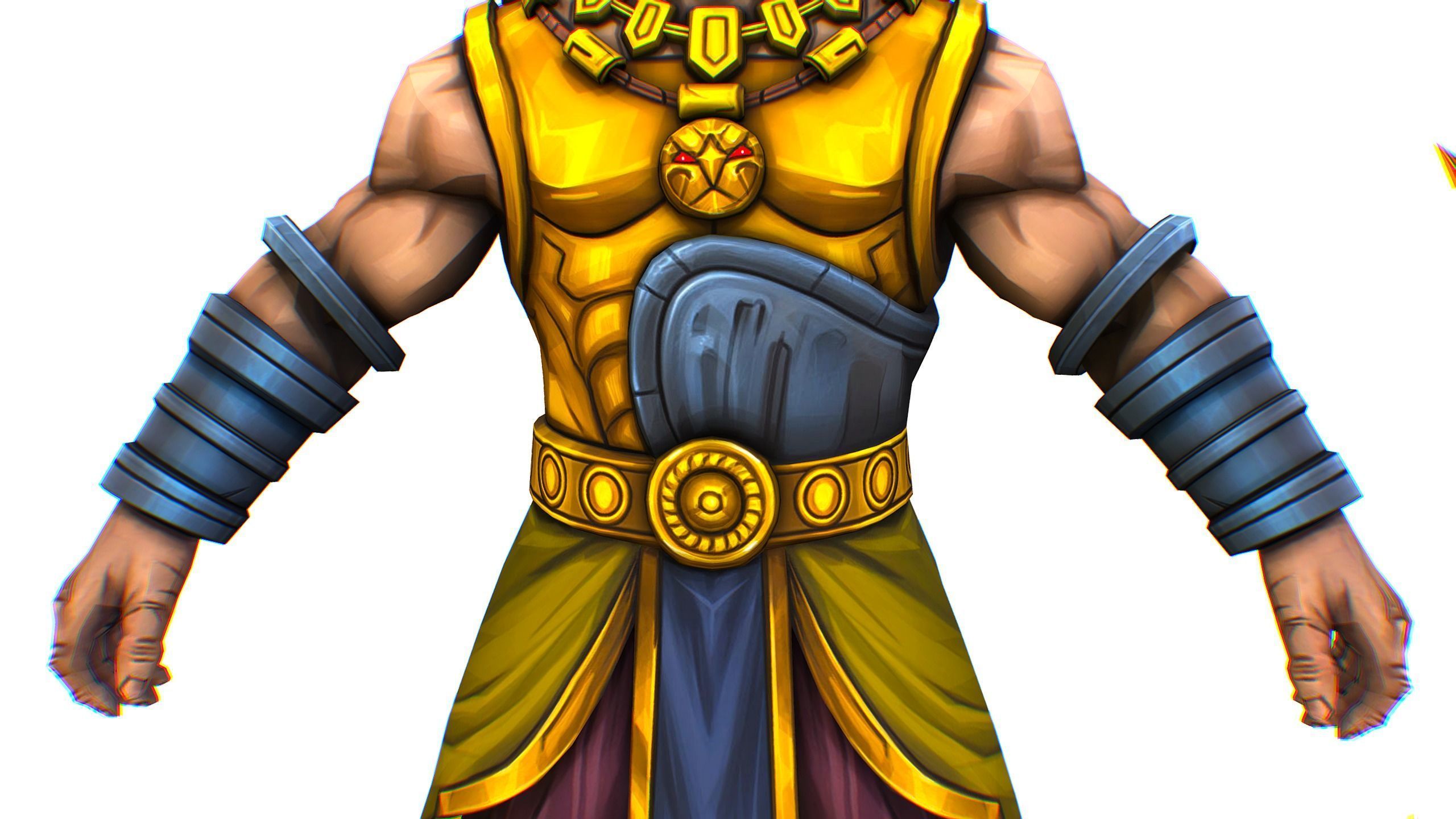 Man Male Indian God Personage Hero Boss Lowpoly Low-poly 3D model_14