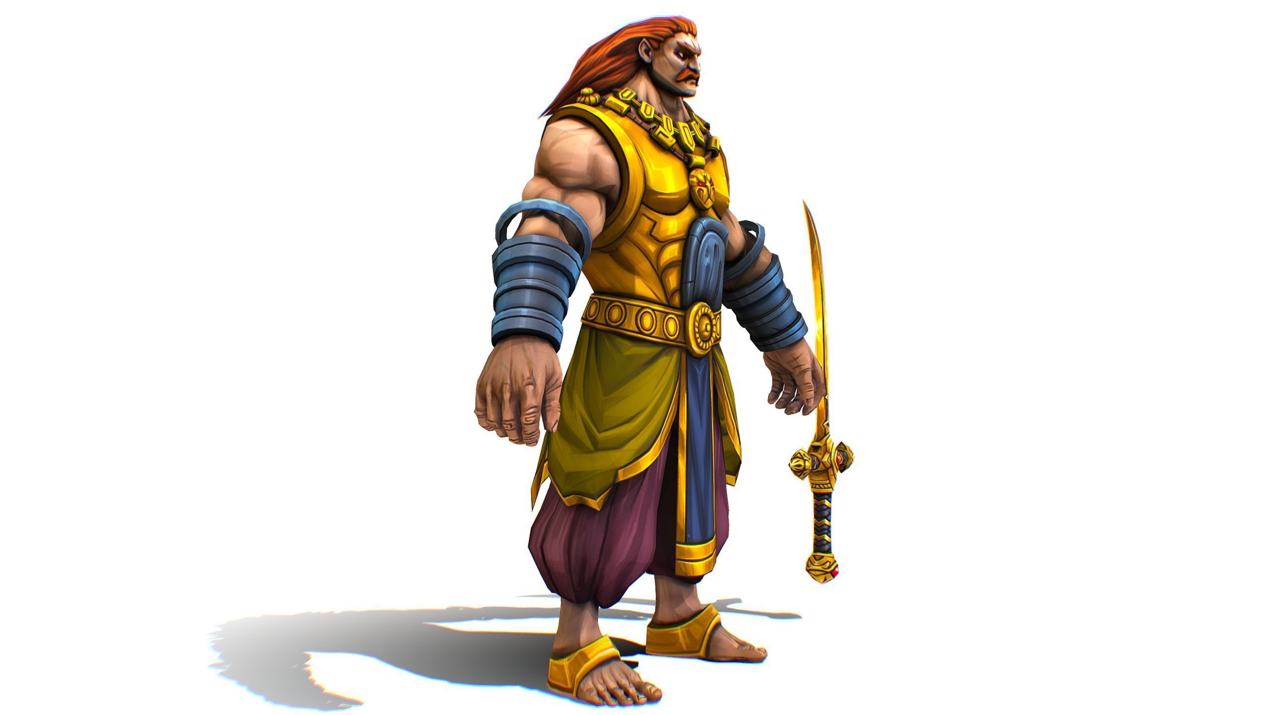 Man Male Indian God Personage Hero Boss Lowpoly Low-poly 3D model_7