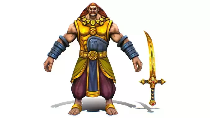 Man Male Indian God Personage Hero Boss Lowpoly