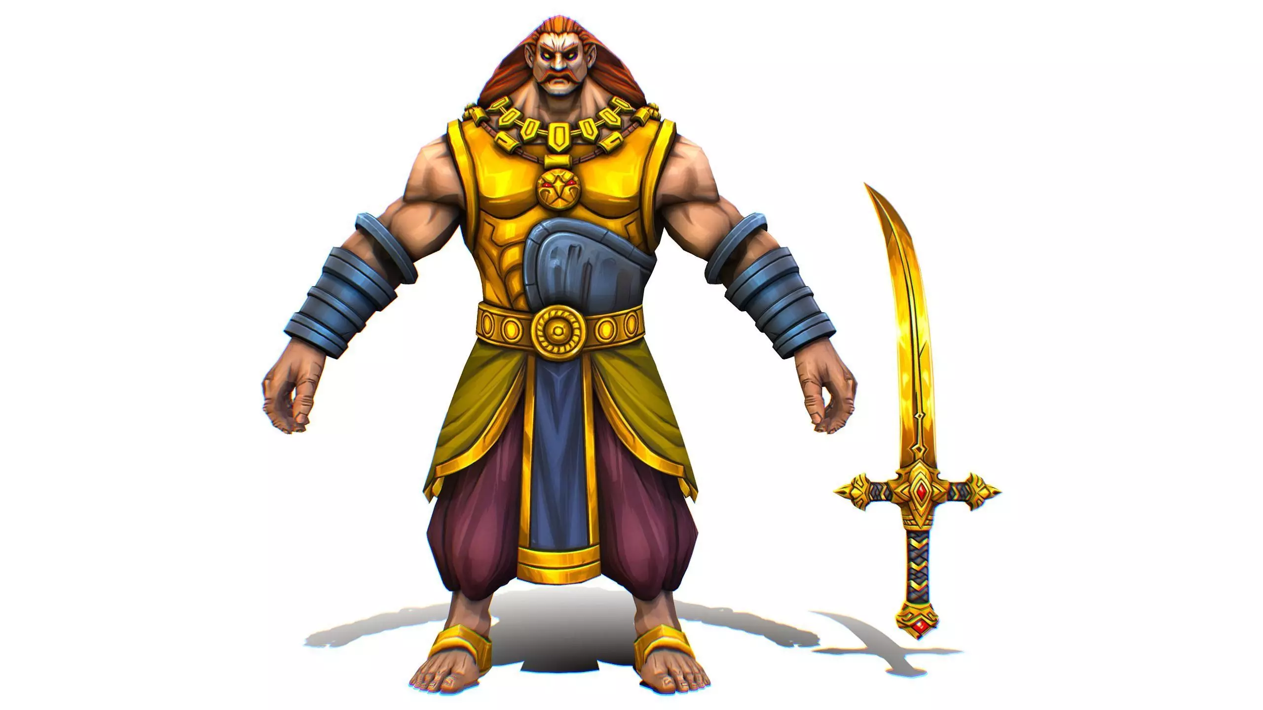 Man Male Indian God Personage Hero Boss Lowpoly Low-poly 3D model_0
