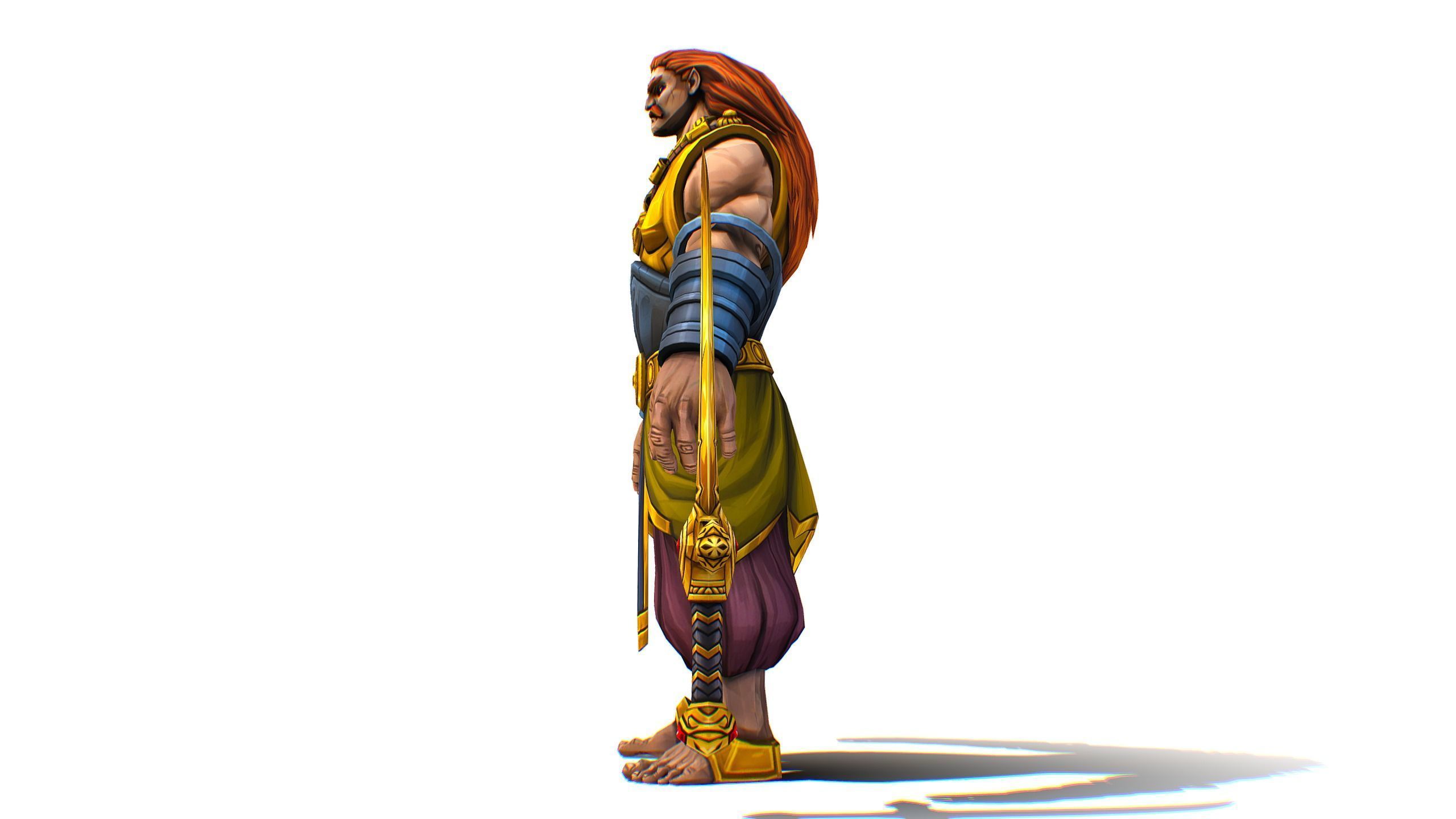 Man Male Indian God Personage Hero Boss Lowpoly Low-poly 3D model_3