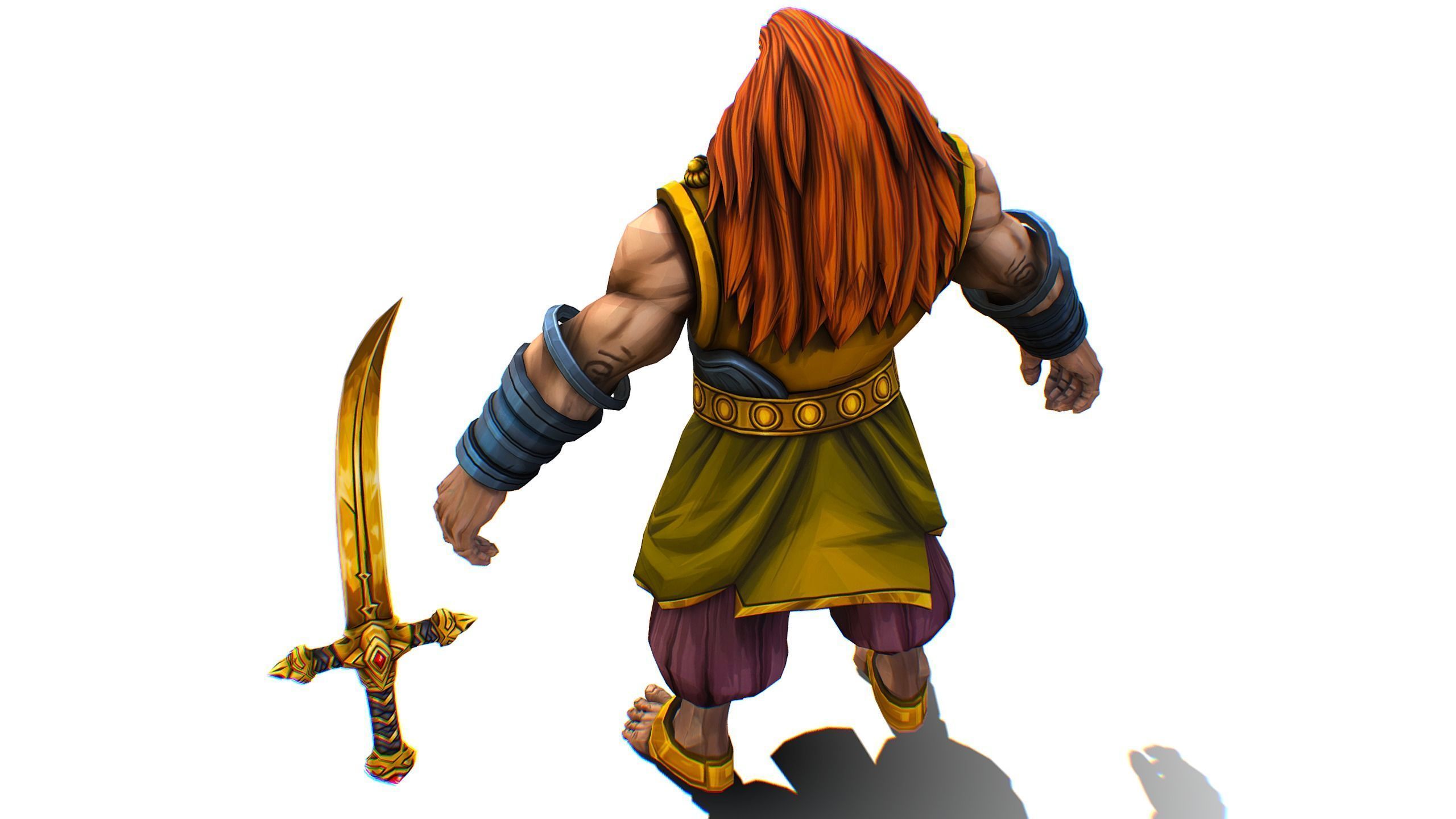 Man Male Indian God Personage Hero Boss Lowpoly Low-poly 3D model_11