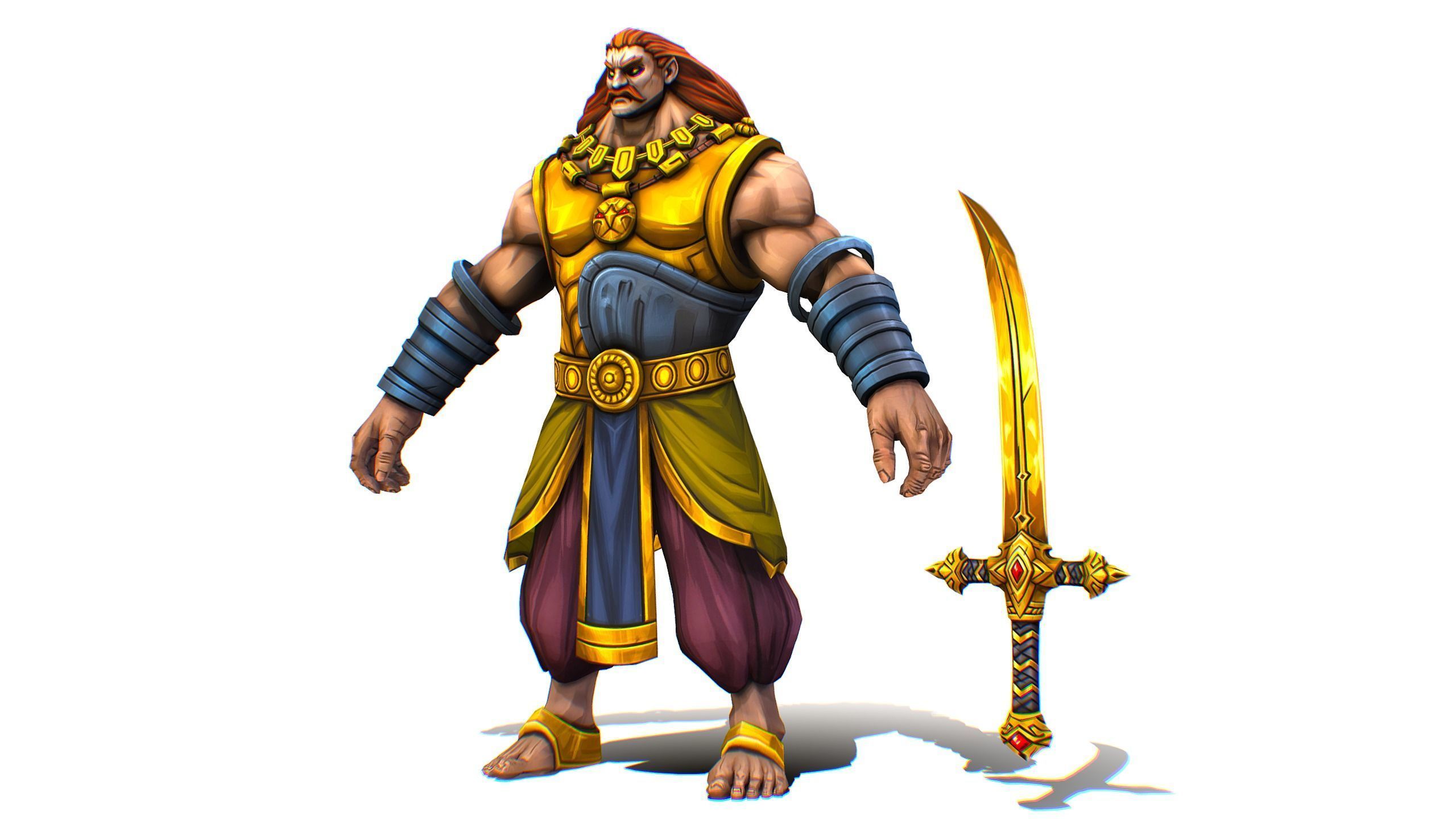 Man Male Indian God Personage Hero Boss Lowpoly Low-poly 3D model_1