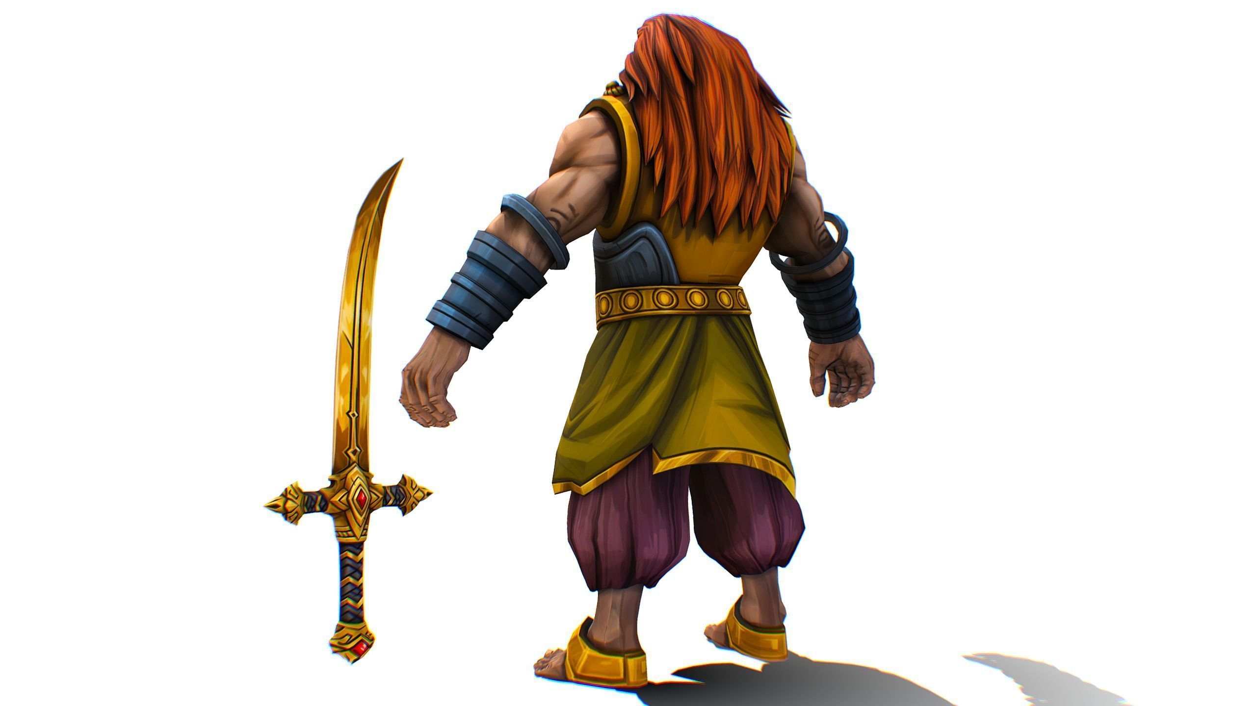 Man Male Indian God Personage Hero Boss Lowpoly Low-poly 3D model_4