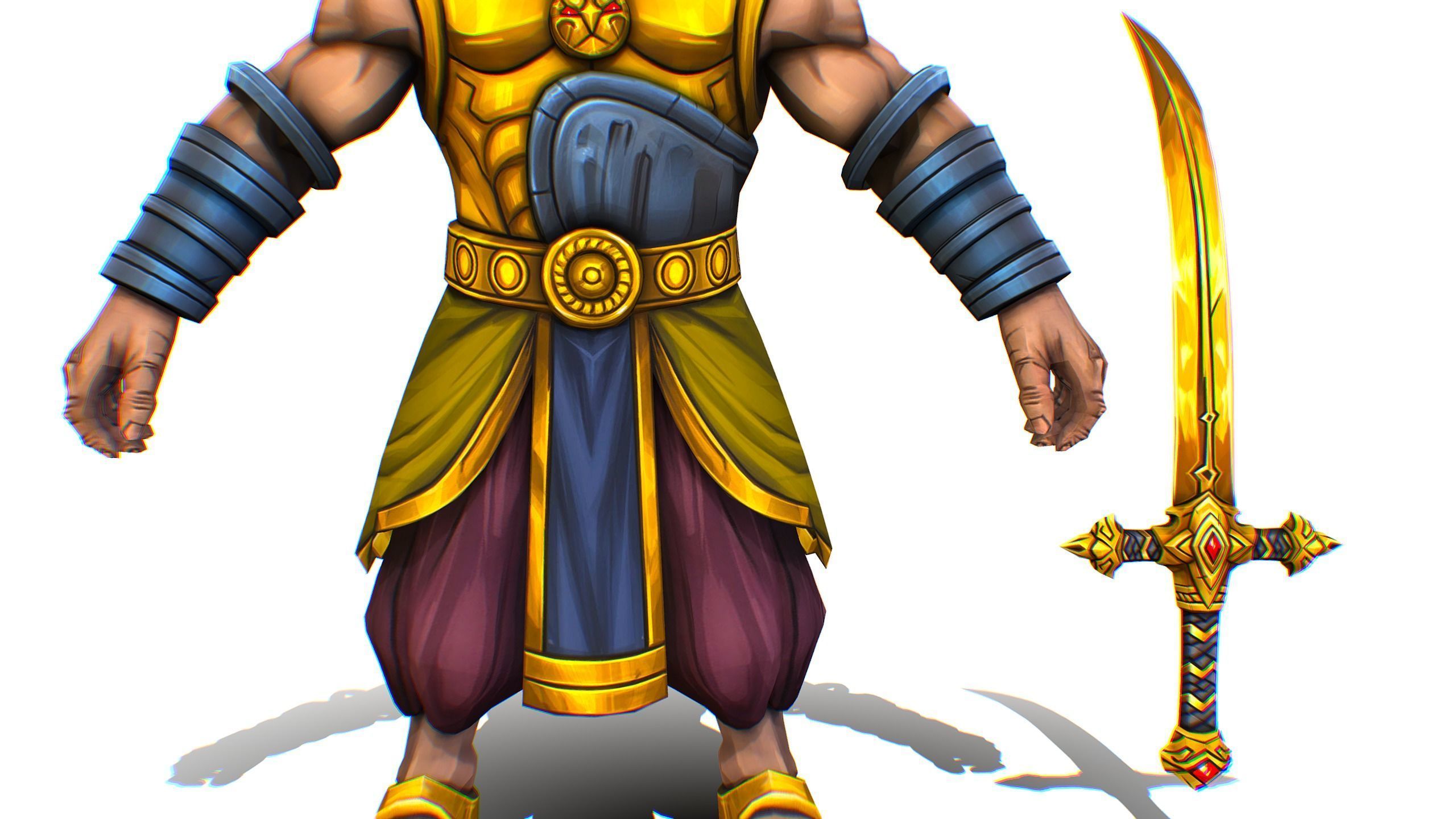 Man Male Indian God Personage Hero Boss Lowpoly Low-poly 3D model_18