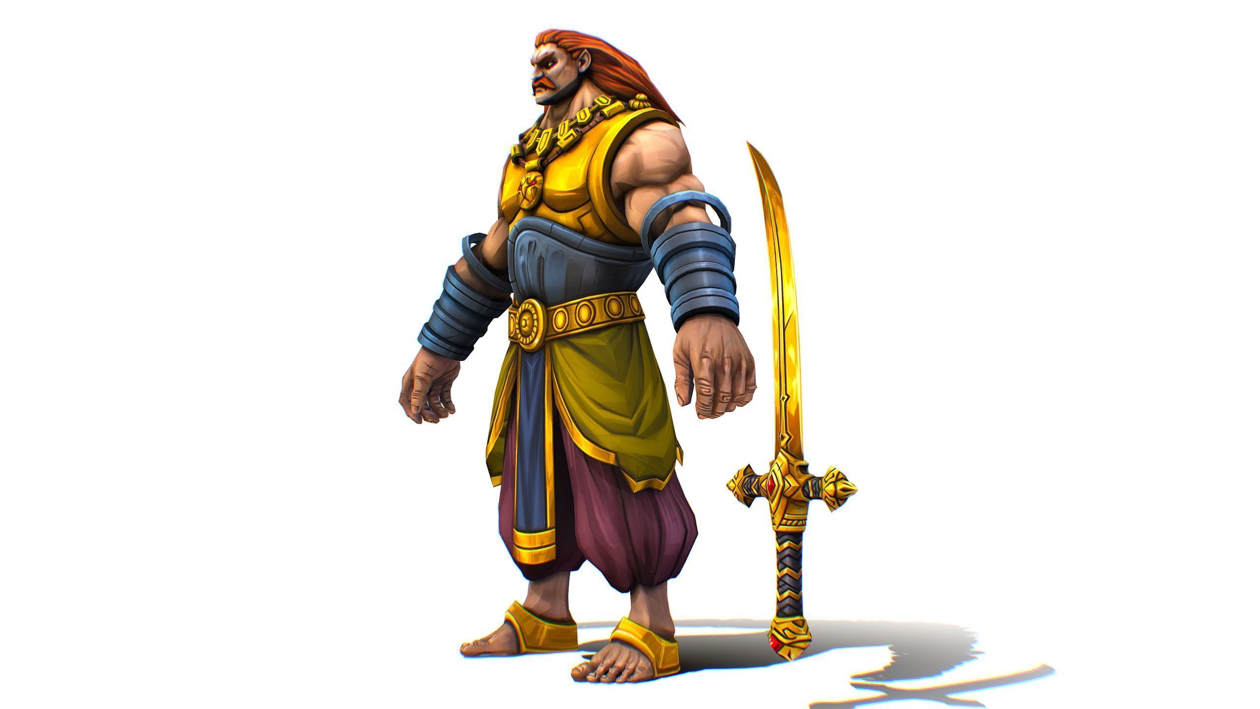 Man Male Indian God Personage Hero Boss Lowpoly Low-poly 3D model_2