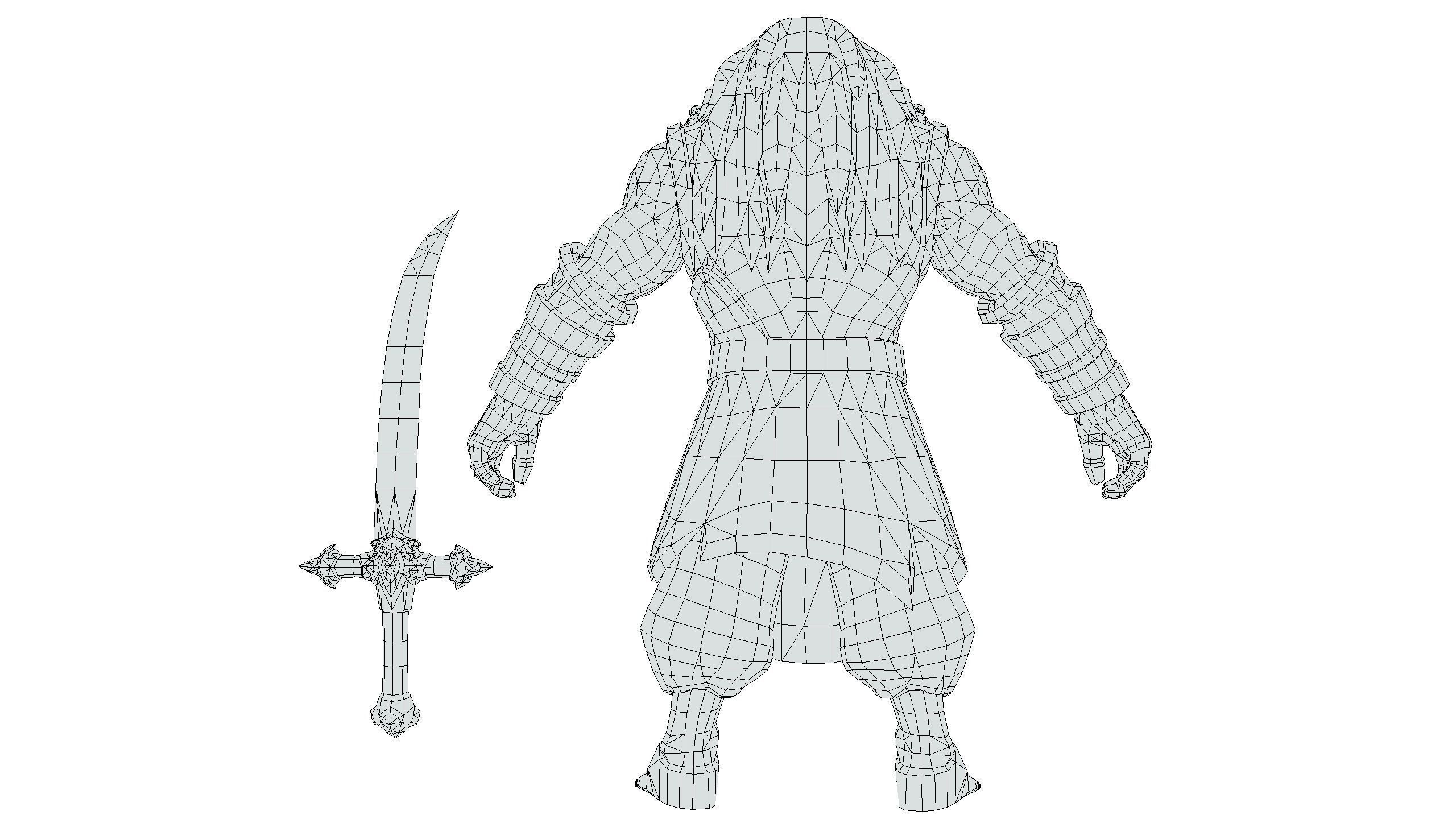 Man Male Indian God Personage Hero Boss Lowpoly Low-poly 3D model_27