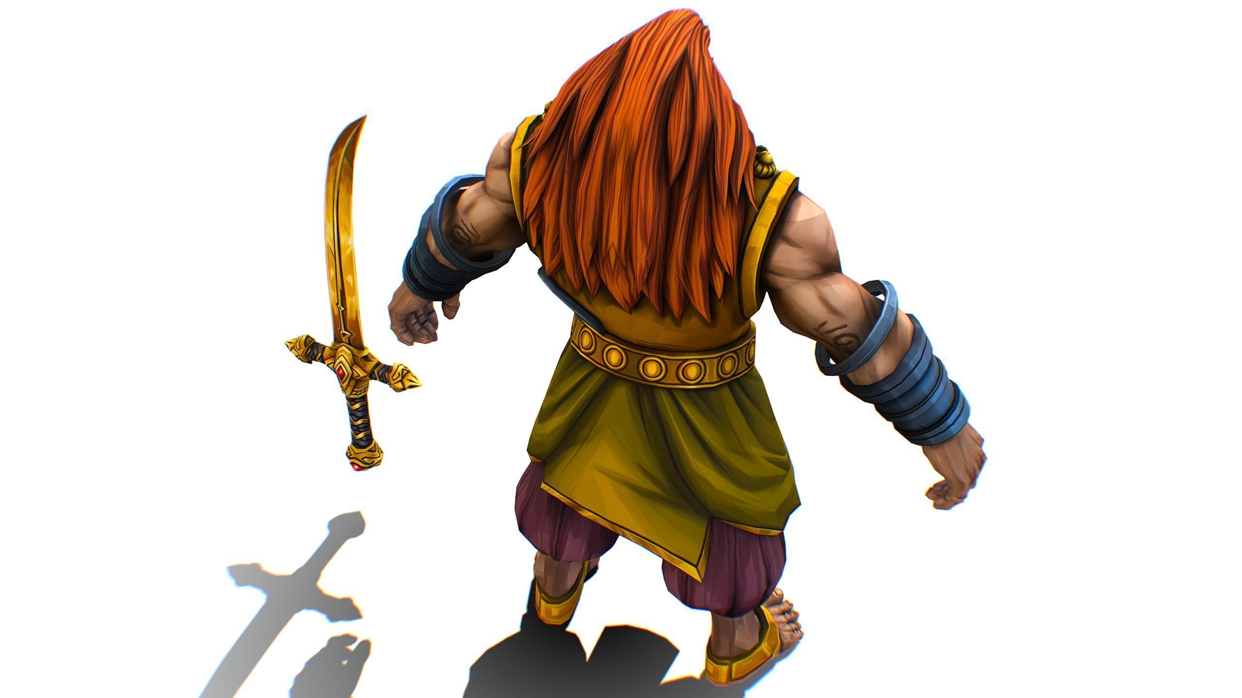 Man Male Indian God Personage Hero Boss Lowpoly Low-poly 3D model_13