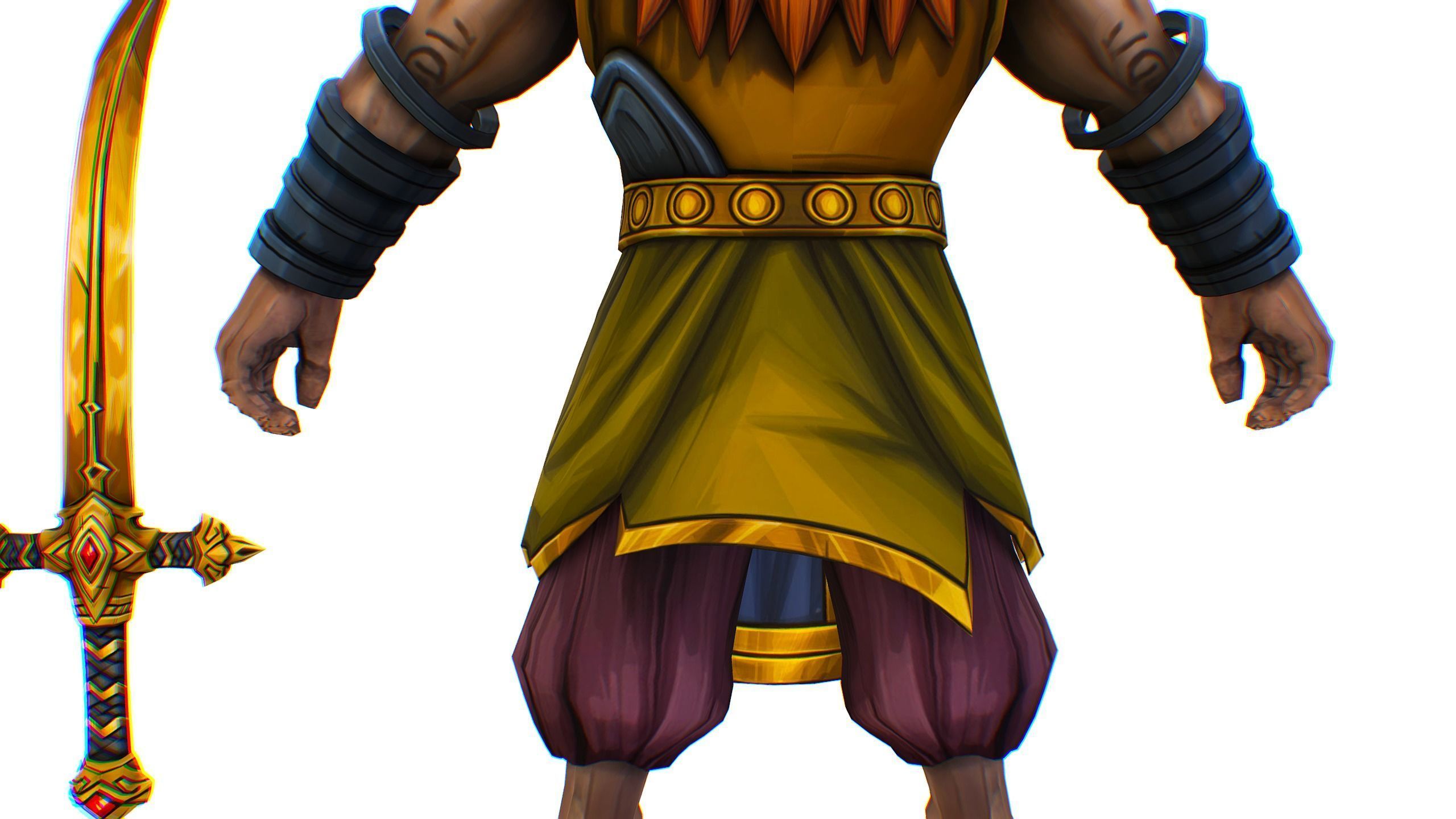 Man Male Indian God Personage Hero Boss Lowpoly Low-poly 3D model_17