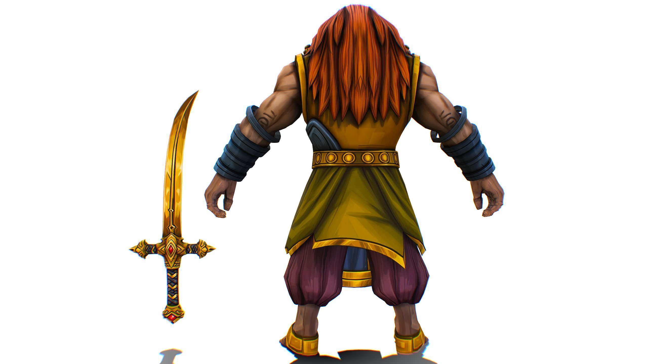 Man Male Indian God Personage Hero Boss Lowpoly Low-poly 3D model_10