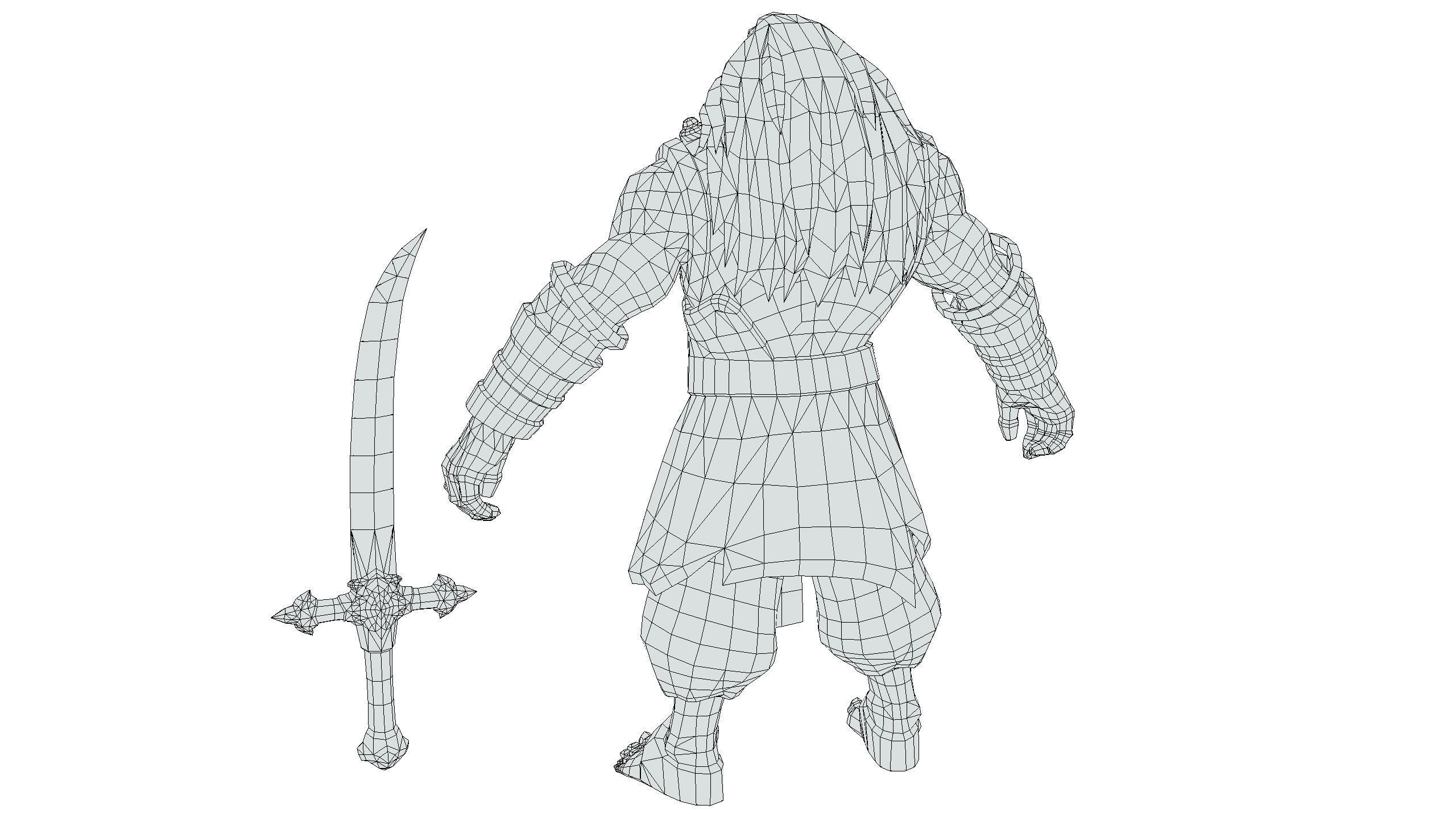 Man Male Indian God Personage Hero Boss Lowpoly Low-poly 3D model_21