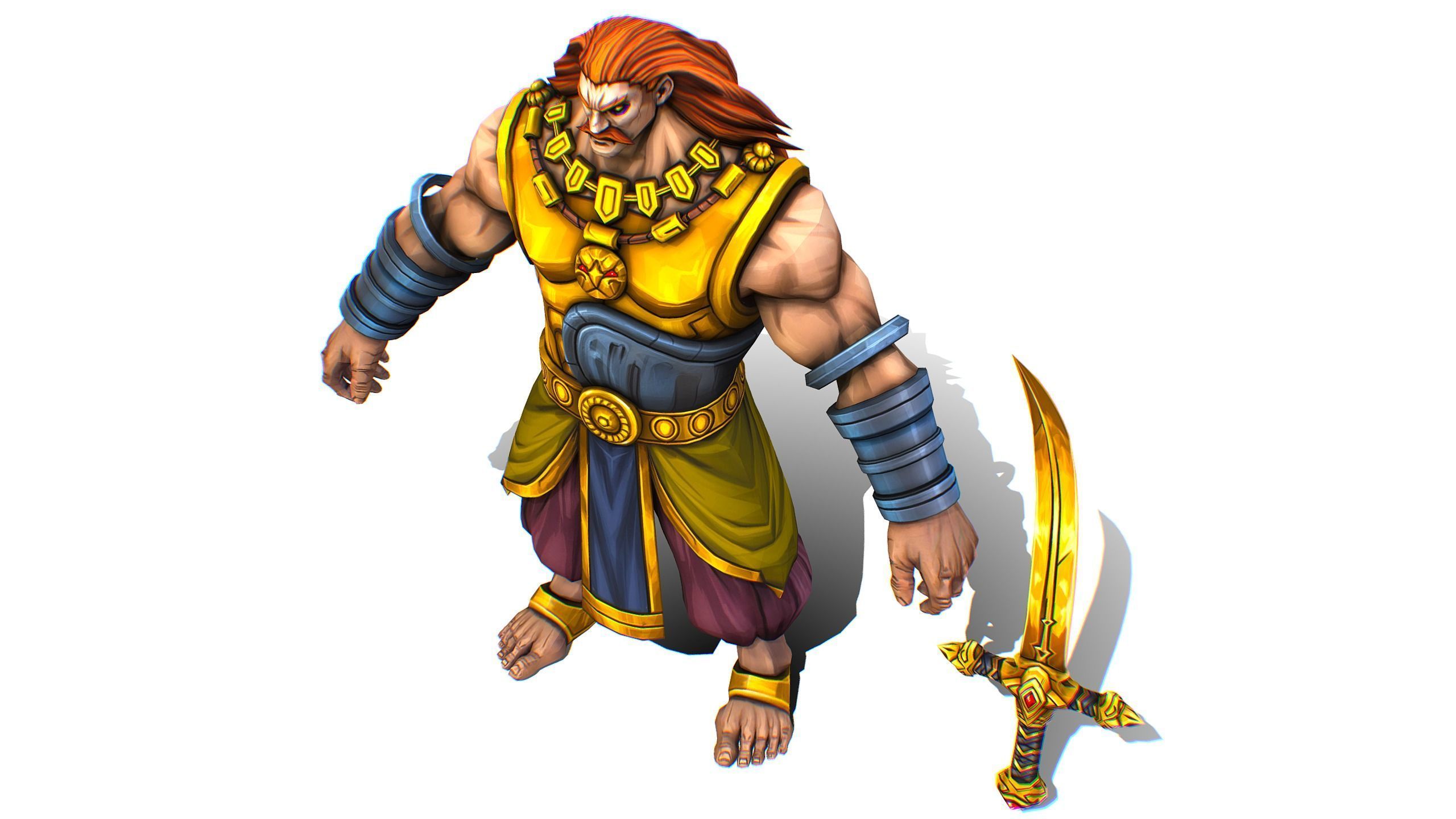 Man Male Indian God Personage Hero Boss Lowpoly Low-poly 3D model_9