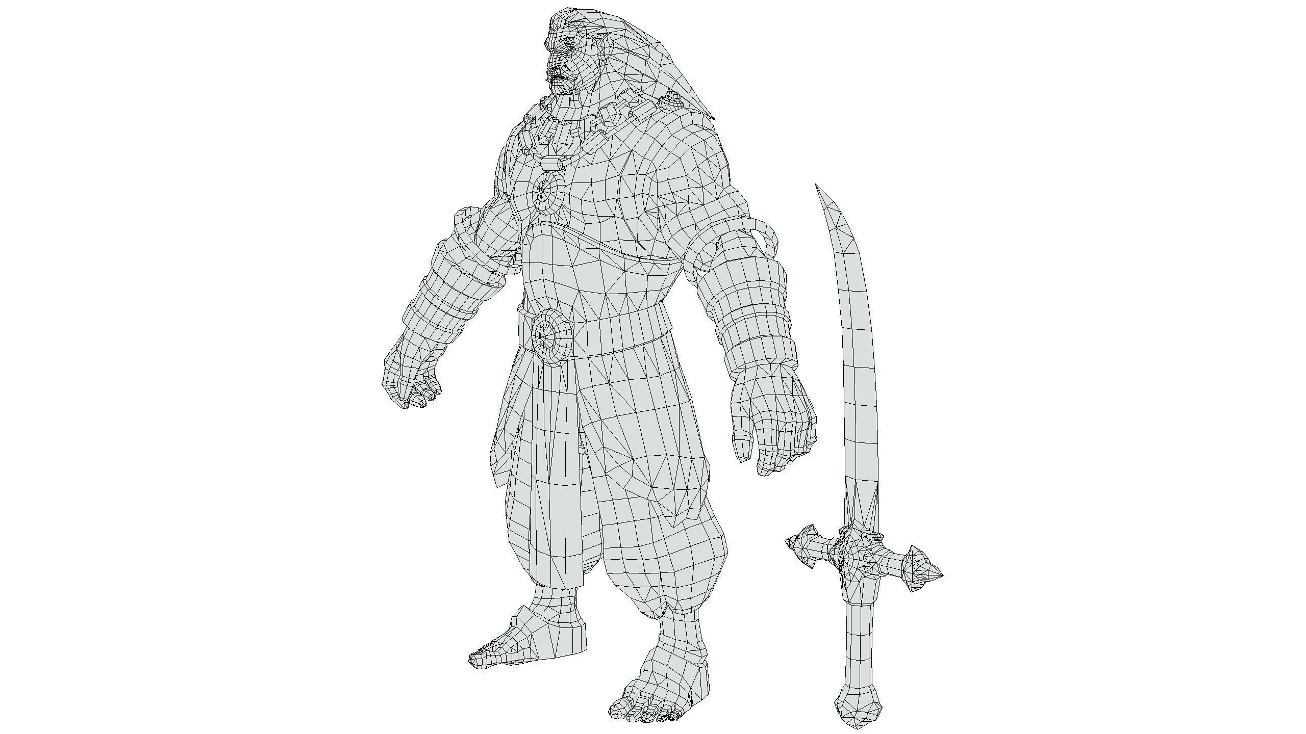 Man Male Indian God Personage Hero Boss Lowpoly Low-poly 3D model_20