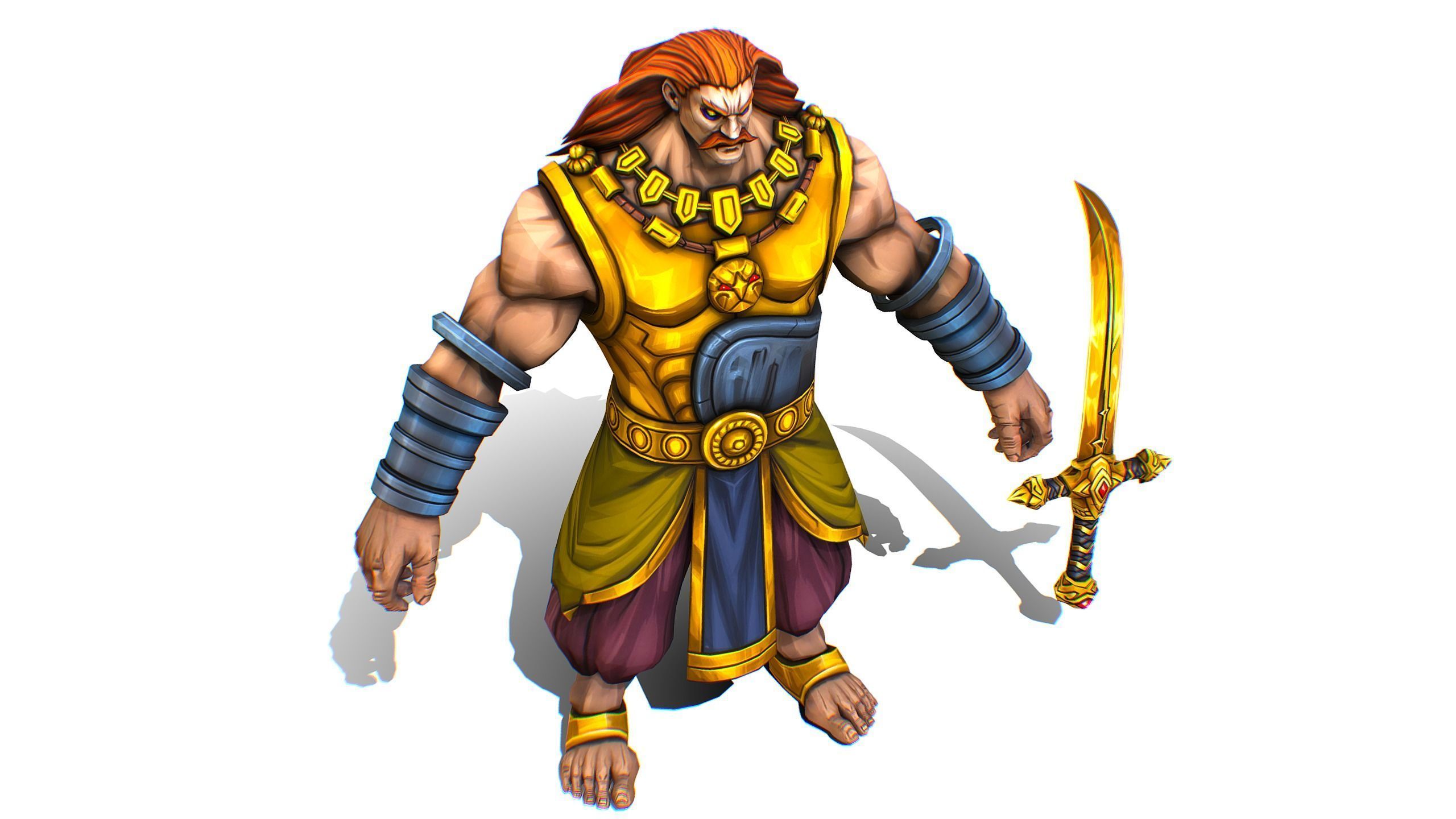 Man Male Indian God Personage Hero Boss Lowpoly Low-poly 3D model_8