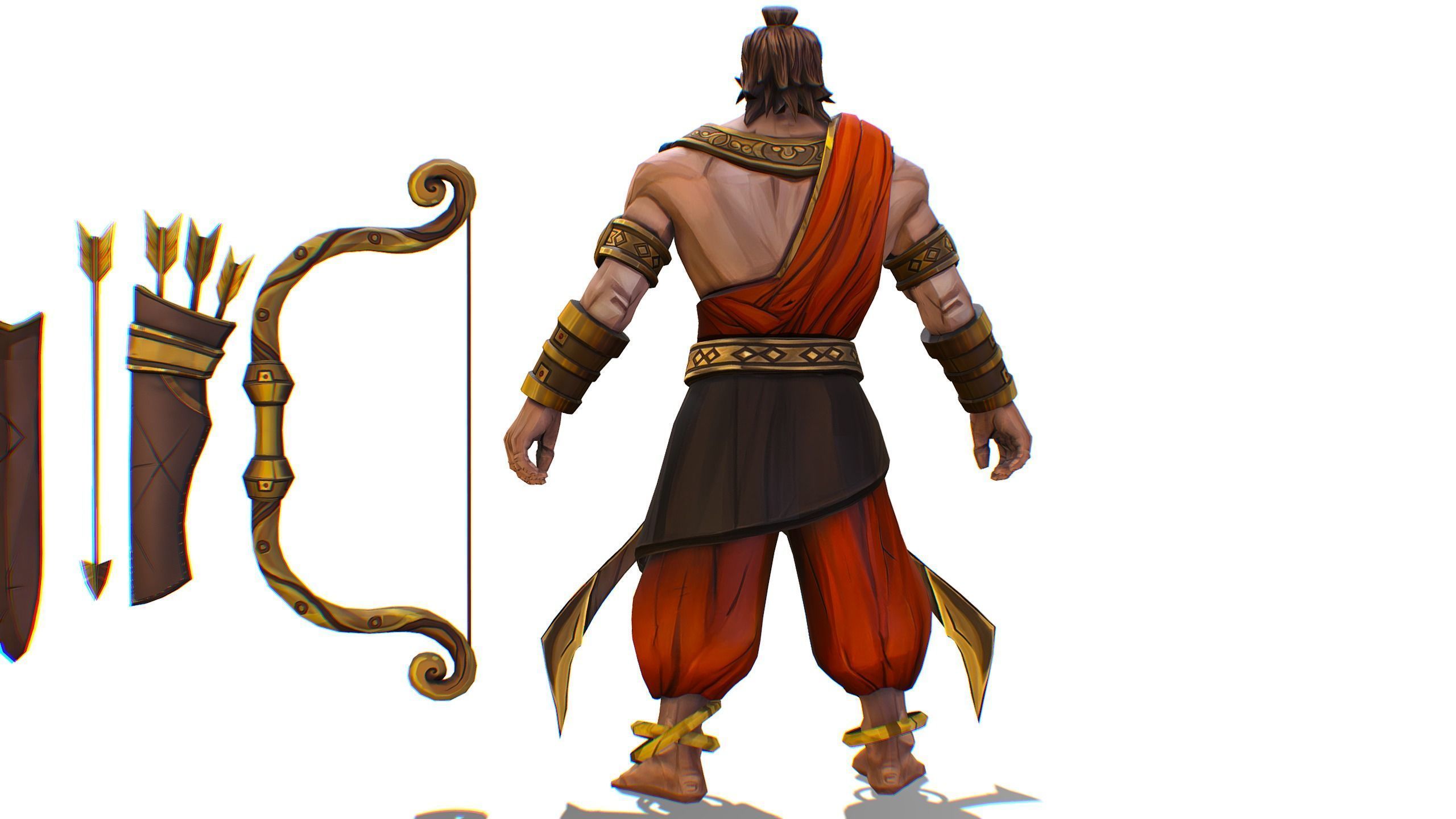 Man Archer Male Indian God Hindu Hero Boss Lowpoly Low-poly 3D model_3
