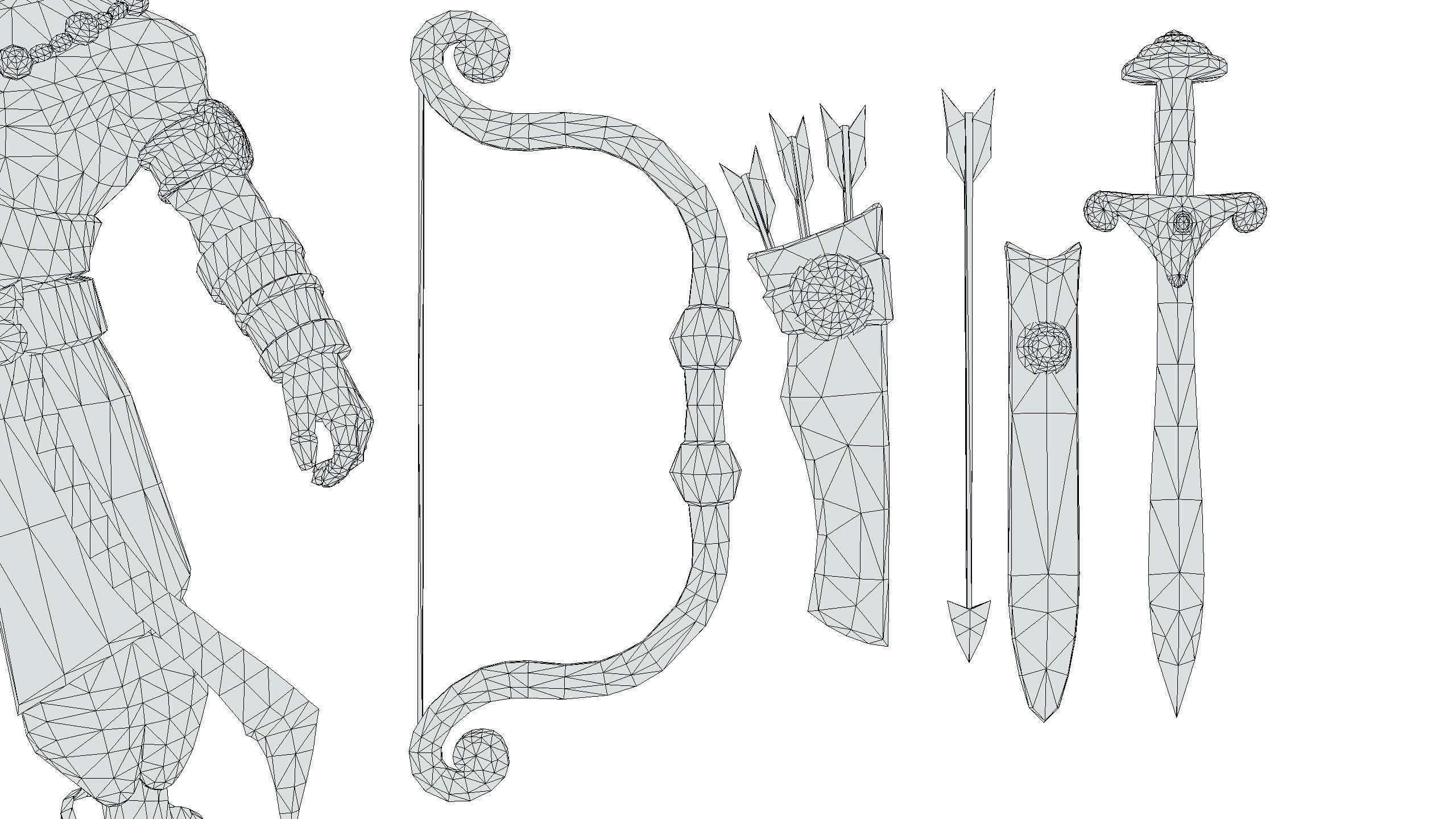 Man Archer Male Indian God Hindu Hero Boss Lowpoly Low-poly 3D model_21