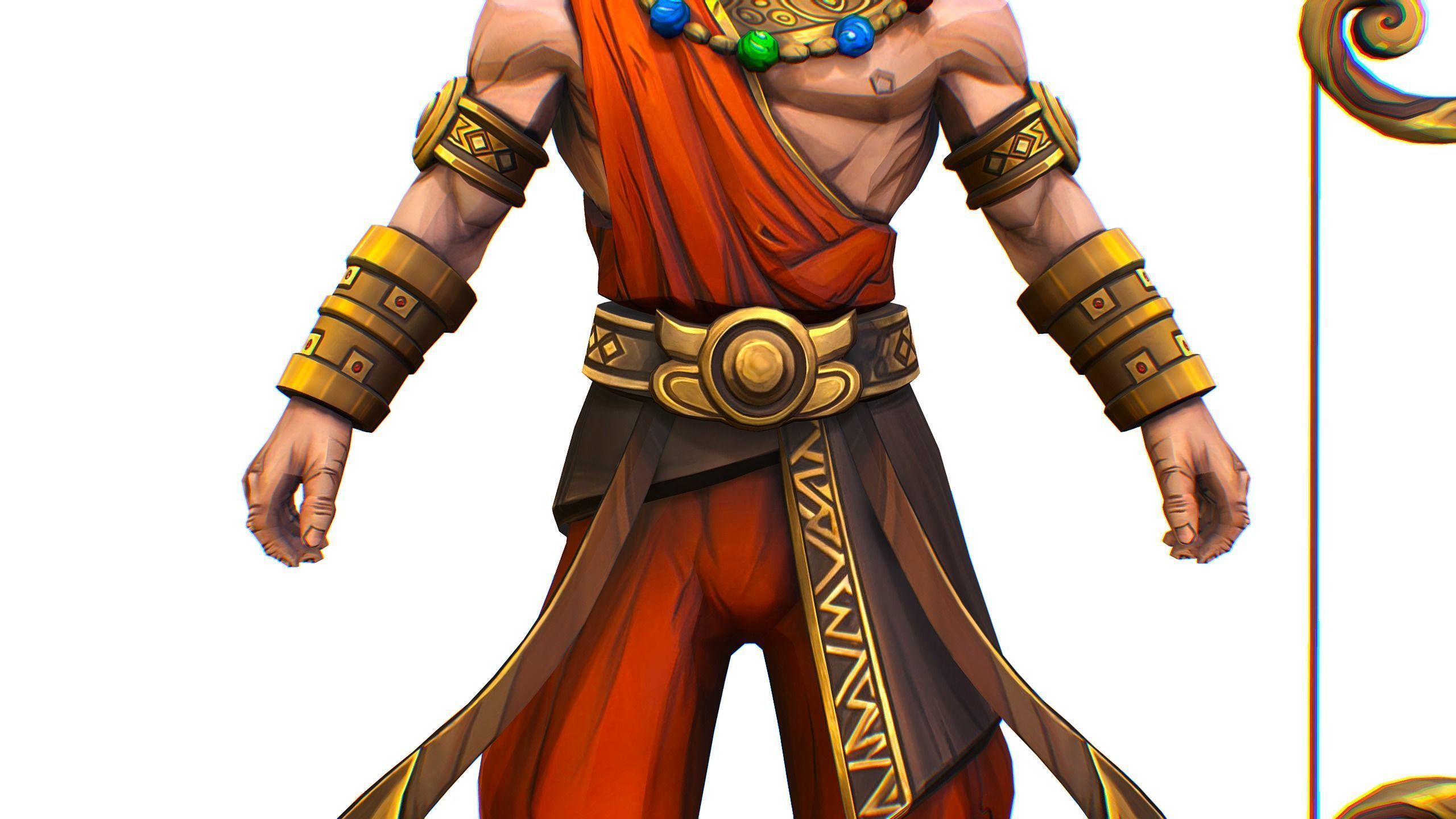 Man Archer Male Indian God Hindu Hero Boss Lowpoly Low-poly 3D model_14