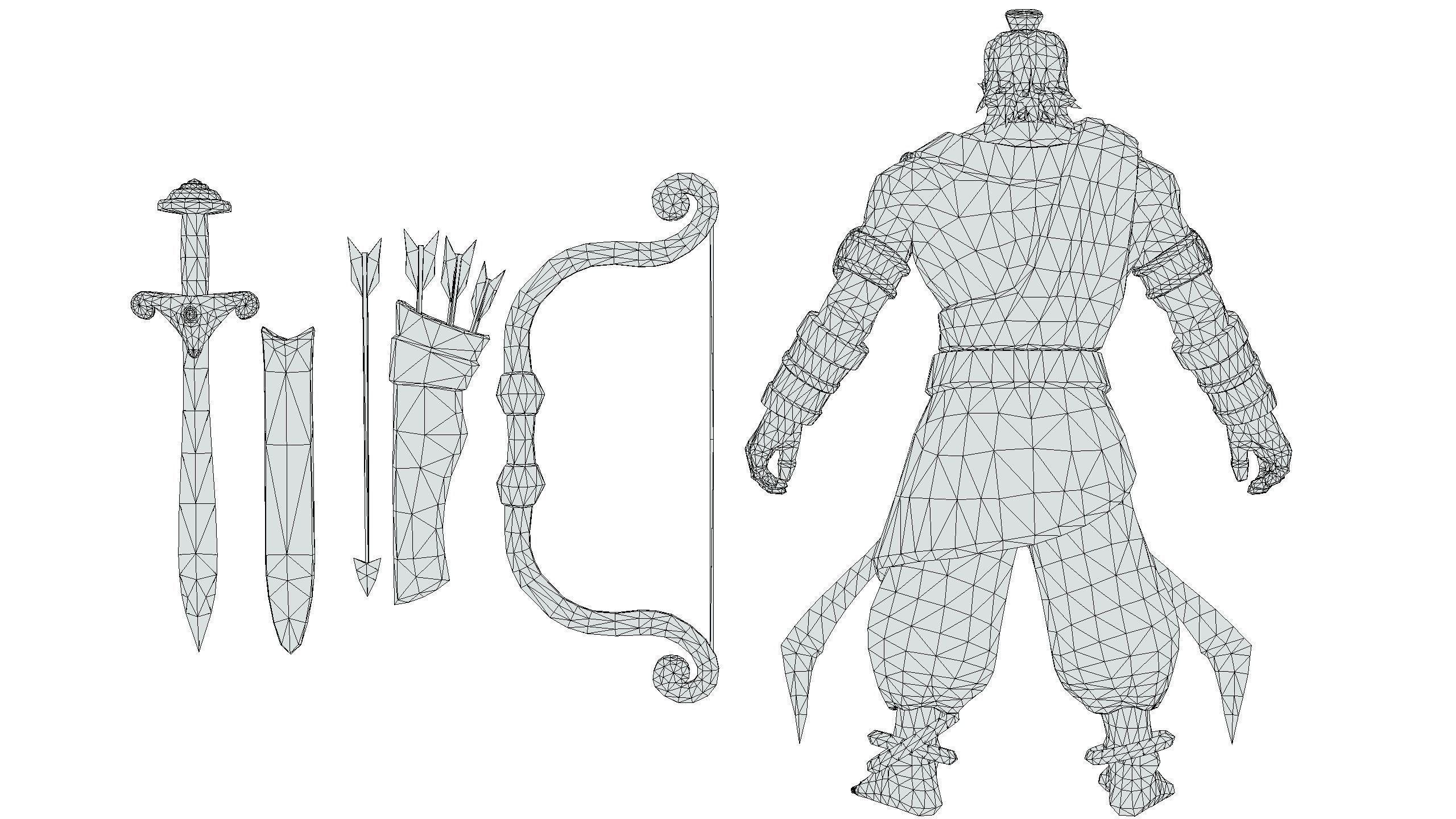 Man Archer Male Indian God Hindu Hero Boss Lowpoly Low-poly 3D model_18