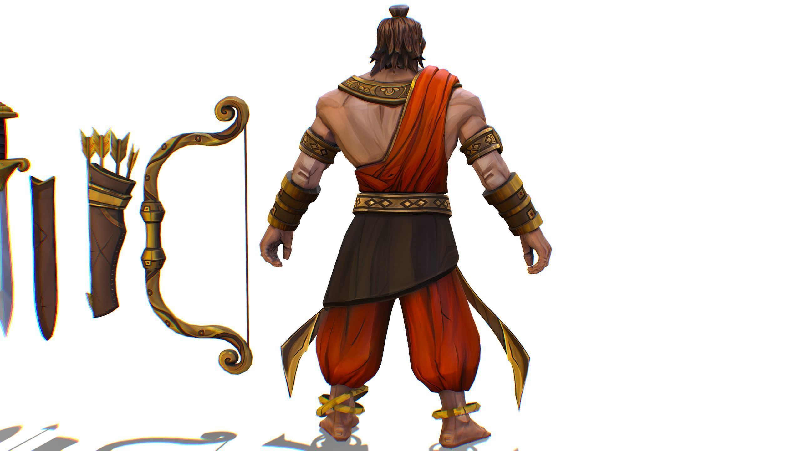 Man Archer Male Indian God Hindu Hero Boss Lowpoly Low-poly 3D model_4