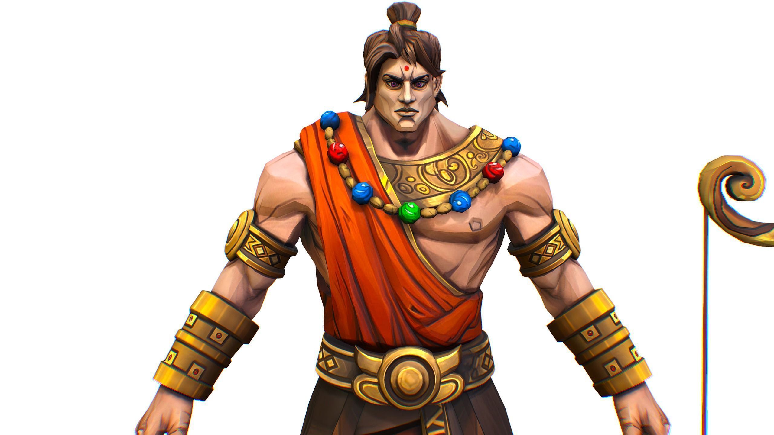 Man Archer Male Indian God Hindu Hero Boss Lowpoly Low-poly 3D model_13