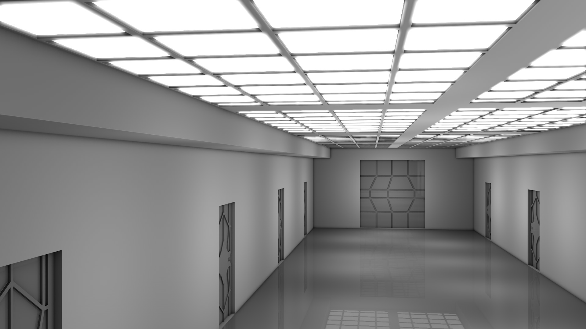 Sci Fi Corridor Interior 3D model_7
