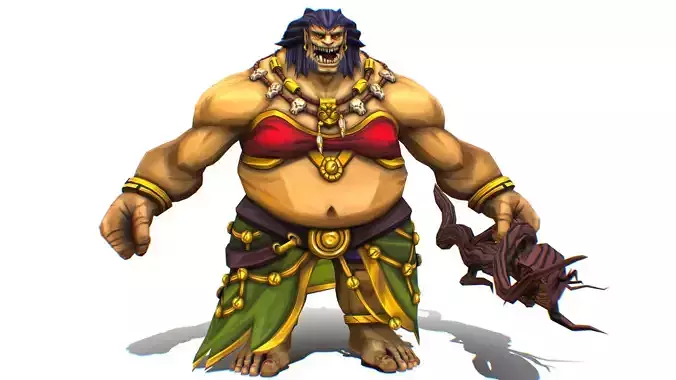 Woman Female Indian God Hindu Boss Lowpoly Cartoon Texture Low-poly 3D model