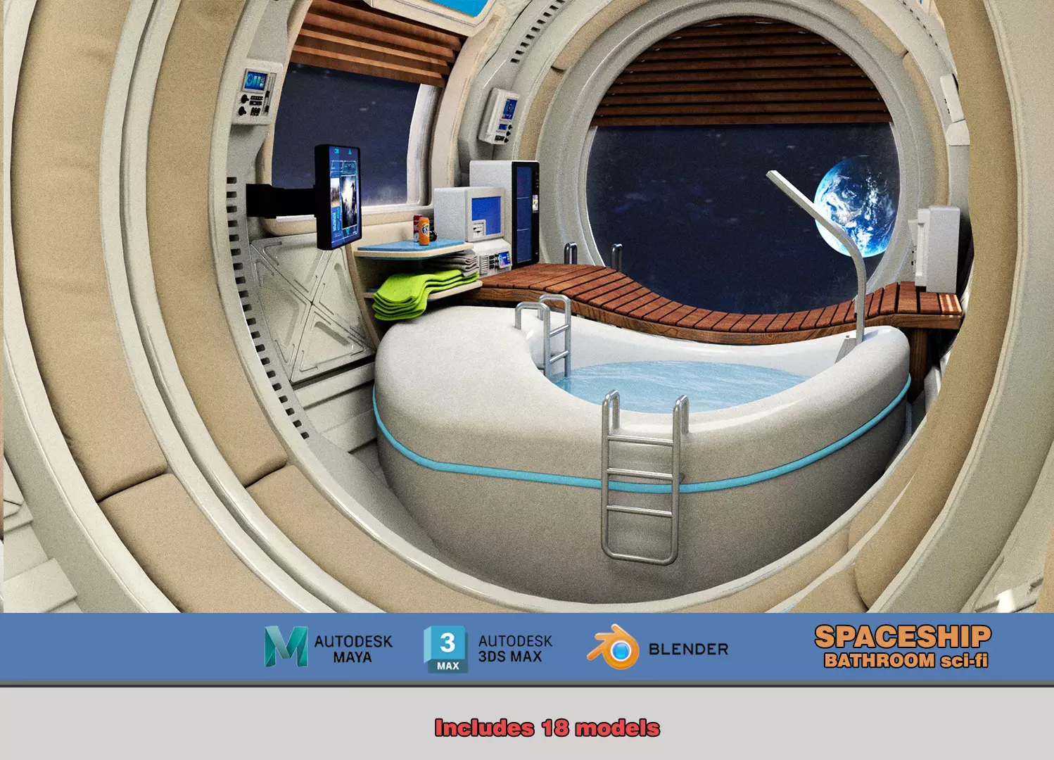 Spaceship Bathroom 3D model_0
